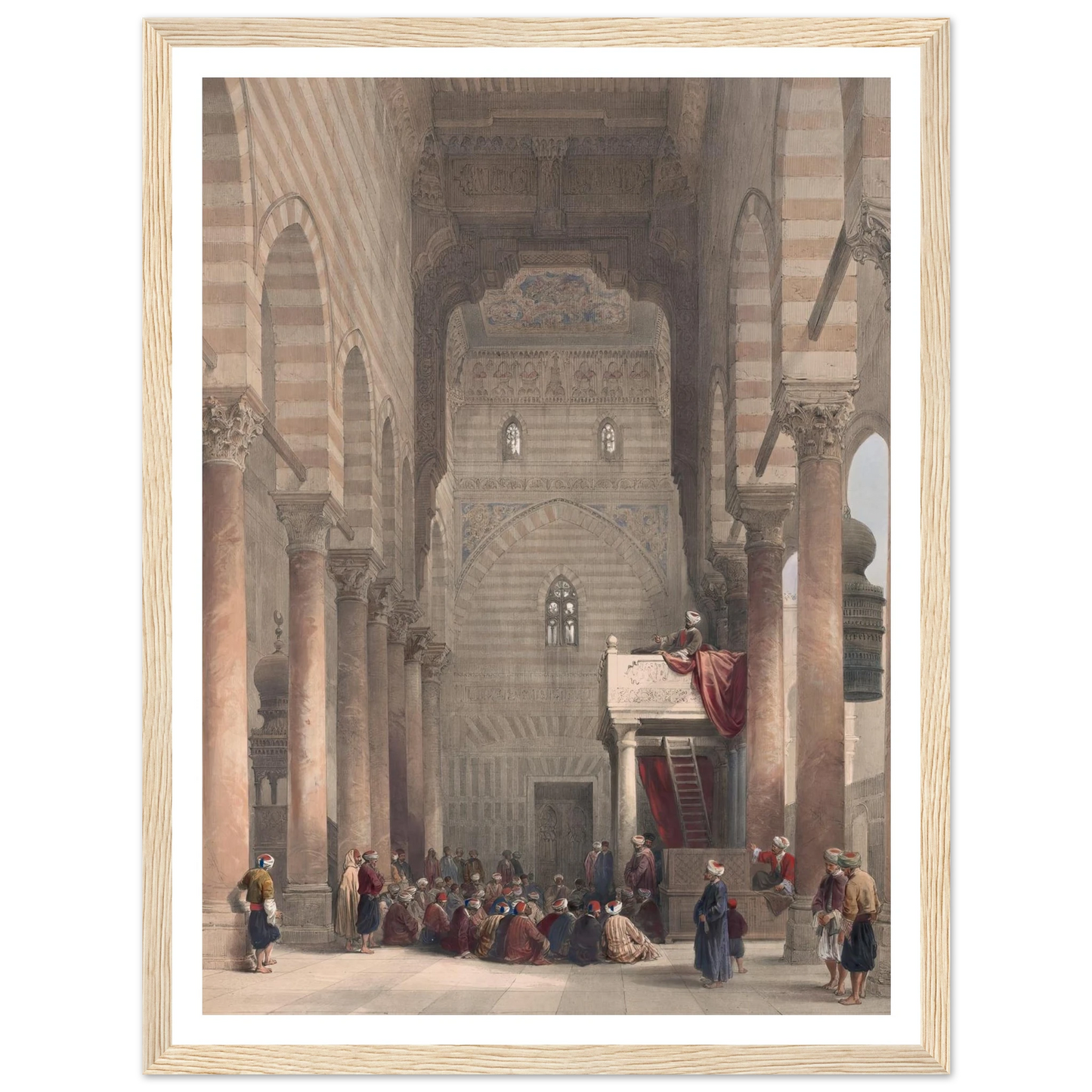 Interior of the mosque of the Metwalys [Metwalis]. (1846-1849) Art Print | David Roberts - Framed Poster - 30x40 cm / 12x16″ - Black frame