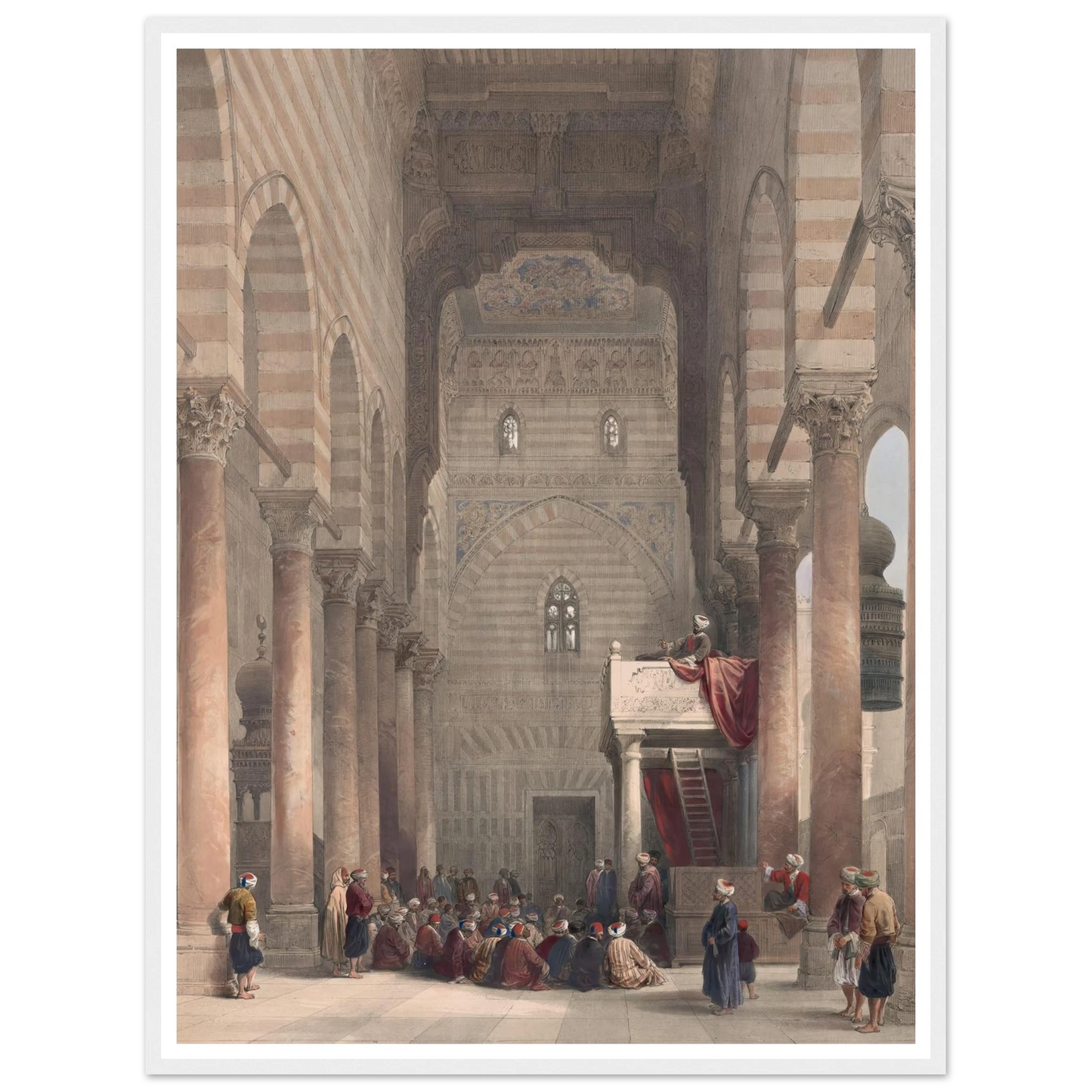 Interior of the mosque of the Metwalys [Metwalis]. (1846-1849) Art Print | David Roberts - Framed Poster - 30x40 cm / 12x16″ - Black frame