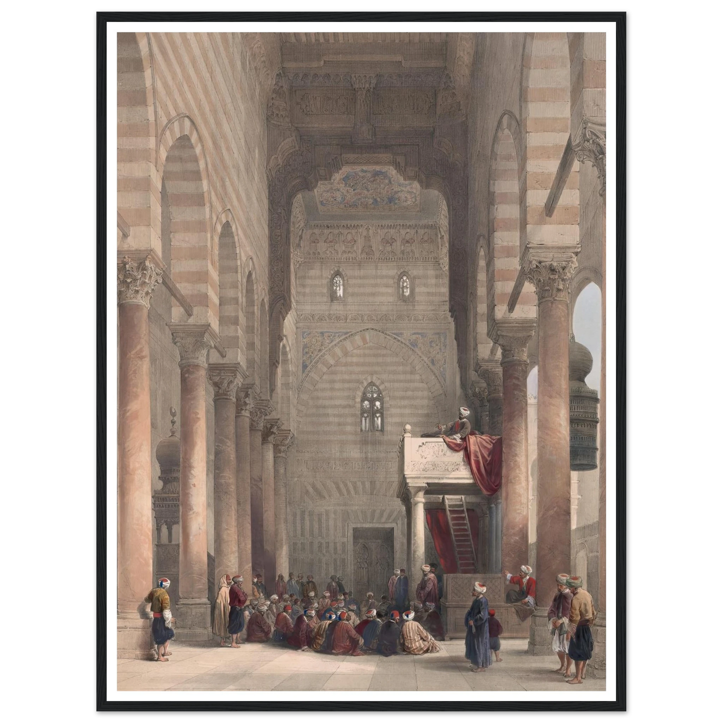 Interior of the mosque of the Metwalys [Metwalis]. (1846-1849) Art Print | David Roberts - Framed Poster - 30x40 cm / 12x16″ - Black frame