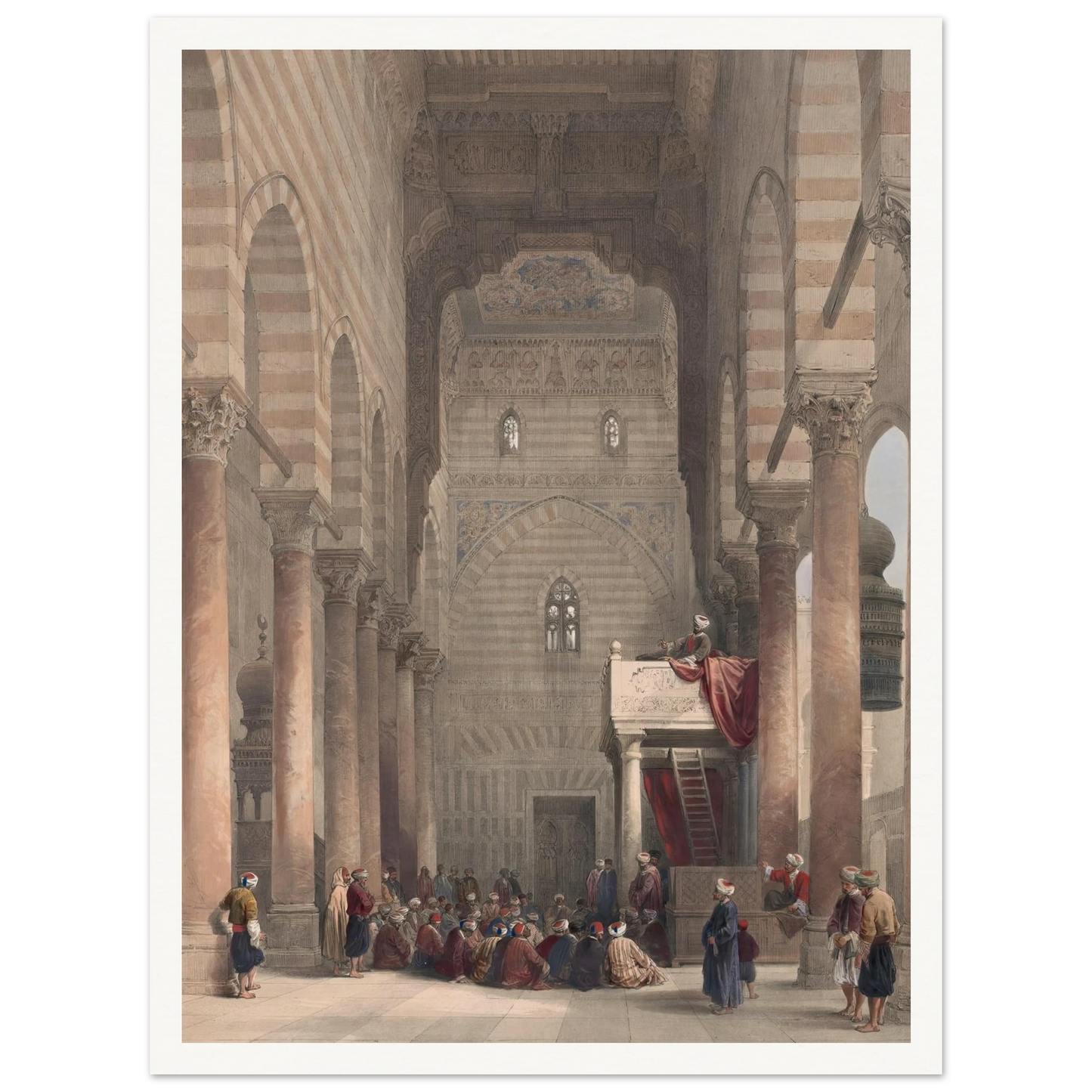 Interior of the mosque of the Metwalys [Metwalis]. (1846-1849) Art Print | David Roberts - Framed Poster - 30x40 cm / 12x16″ - Black frame
