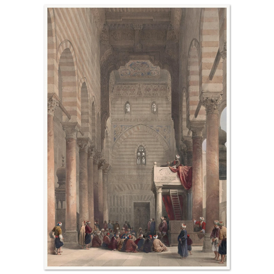 Interior of the mosque of the Metwalys [Metwalis]. (1846-1849) Art Print | David Roberts - Framed Poster - 30x40 cm / 12x16″ - Black frame