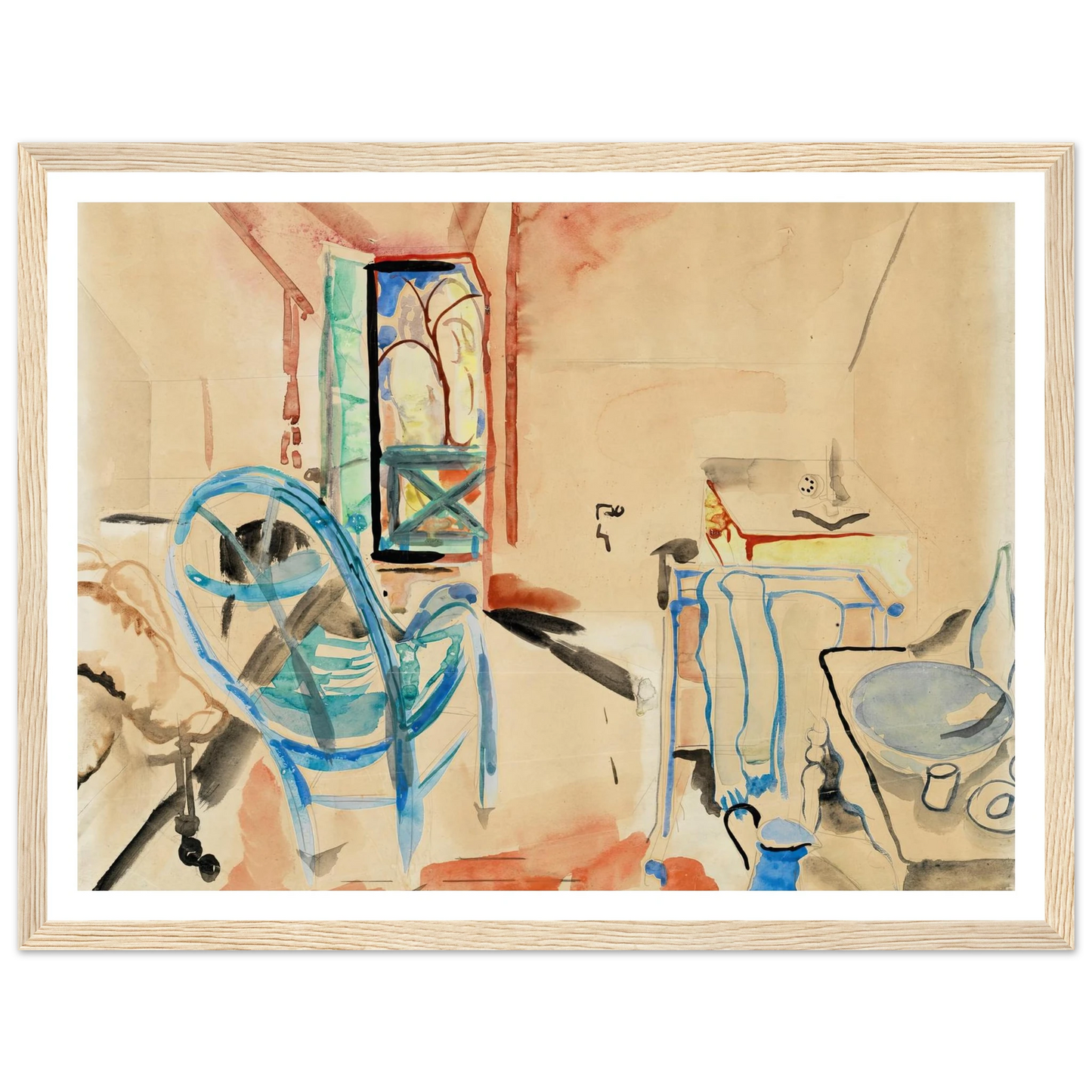 Interior Scene (1927) Art Print | Frances Hodgkins - Framed Poster - 30x40 cm / 12x16″ - Black frame