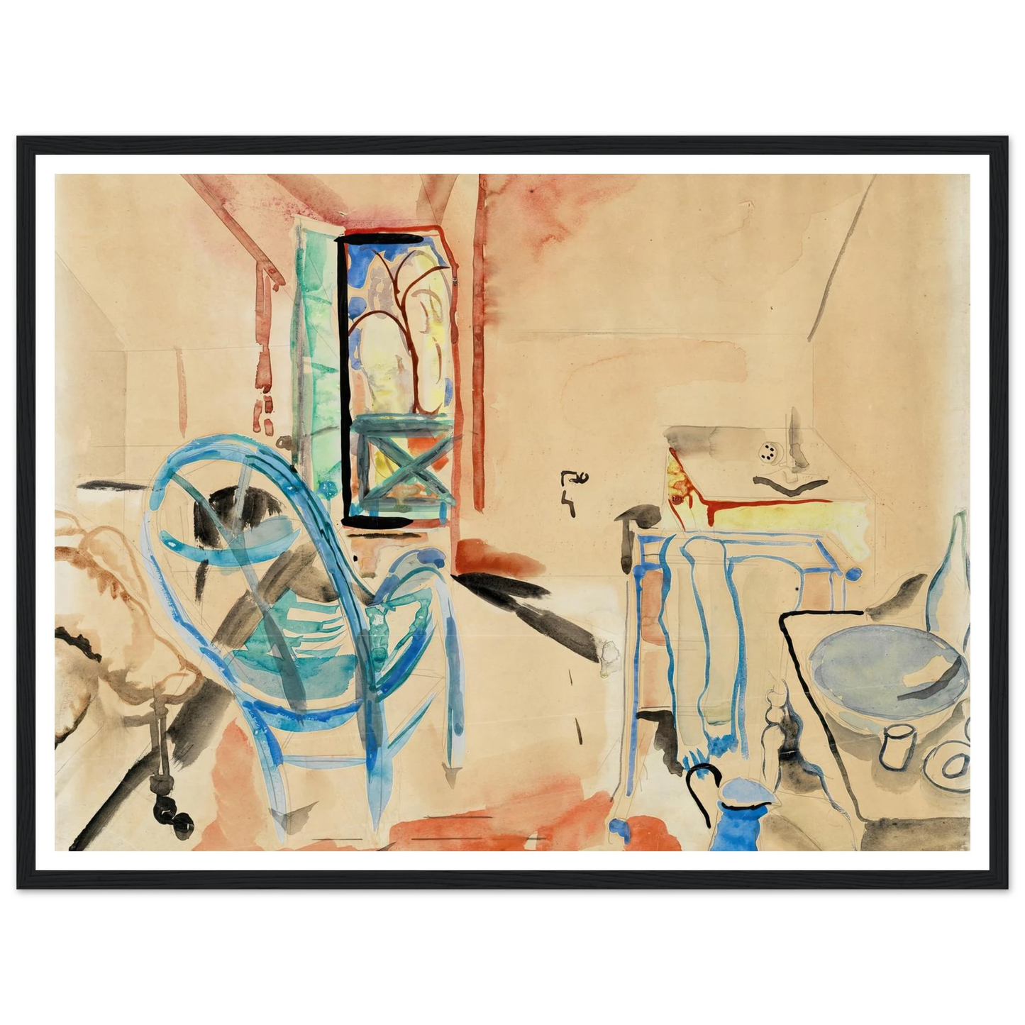 Interior Scene (1927) Art Print | Frances Hodgkins - Framed Poster - 30x40 cm / 12x16″ - Black frame
