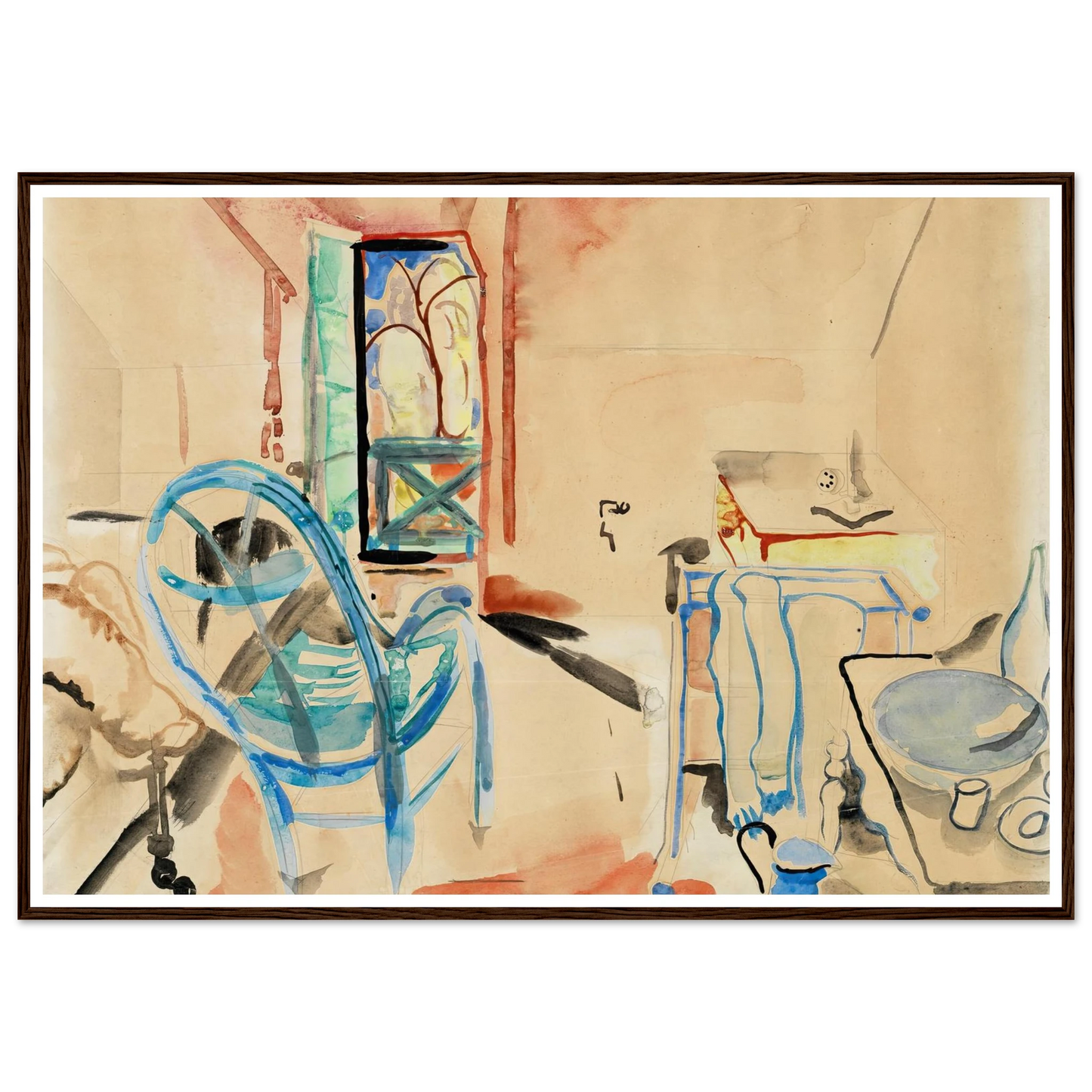 Interior Scene (1927) Art Print | Frances Hodgkins - Framed Poster - 30x40 cm / 12x16″ - Black frame