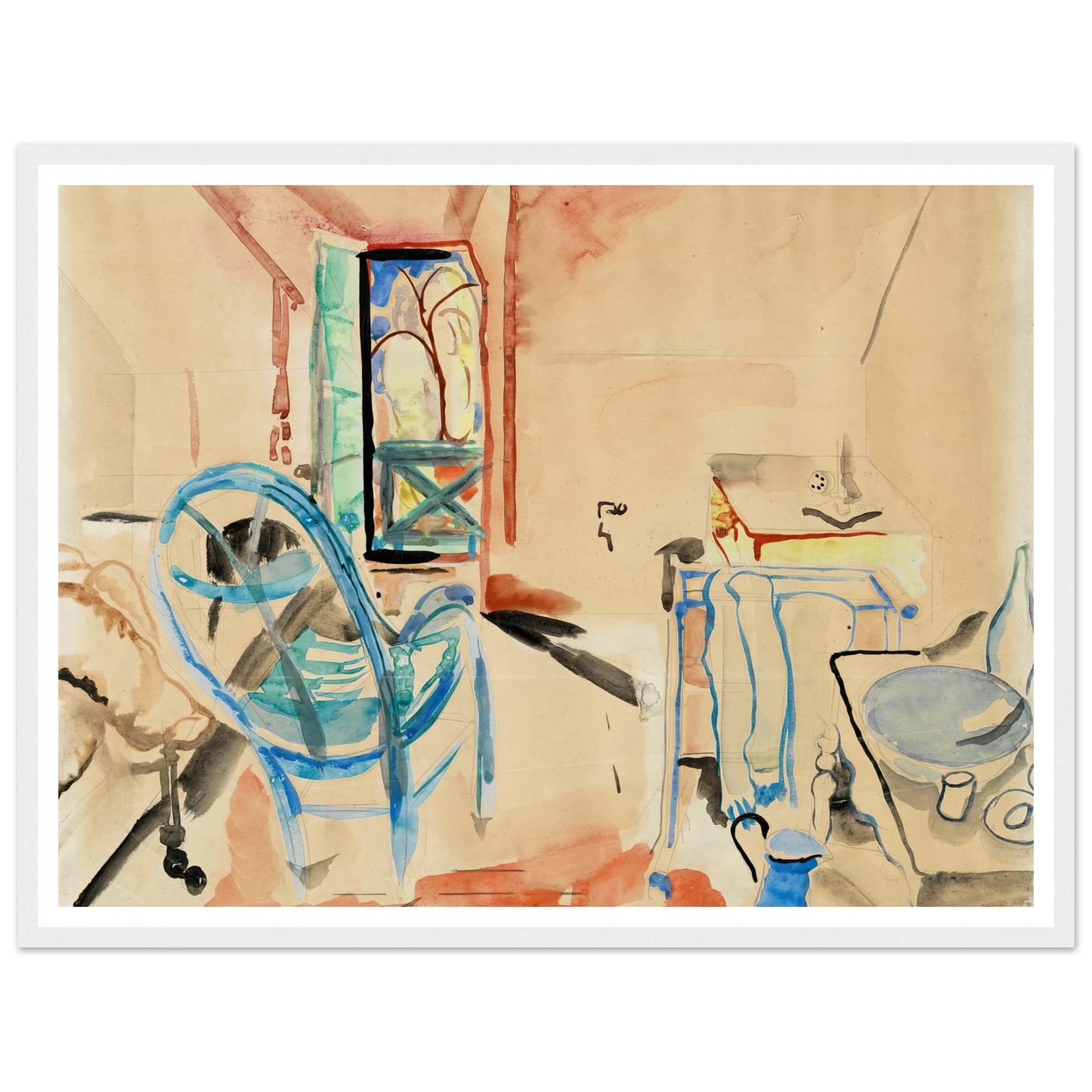 Interior Scene (1927) Art Print | Frances Hodgkins - Framed Poster - 30x40 cm / 12x16″ - Black frame