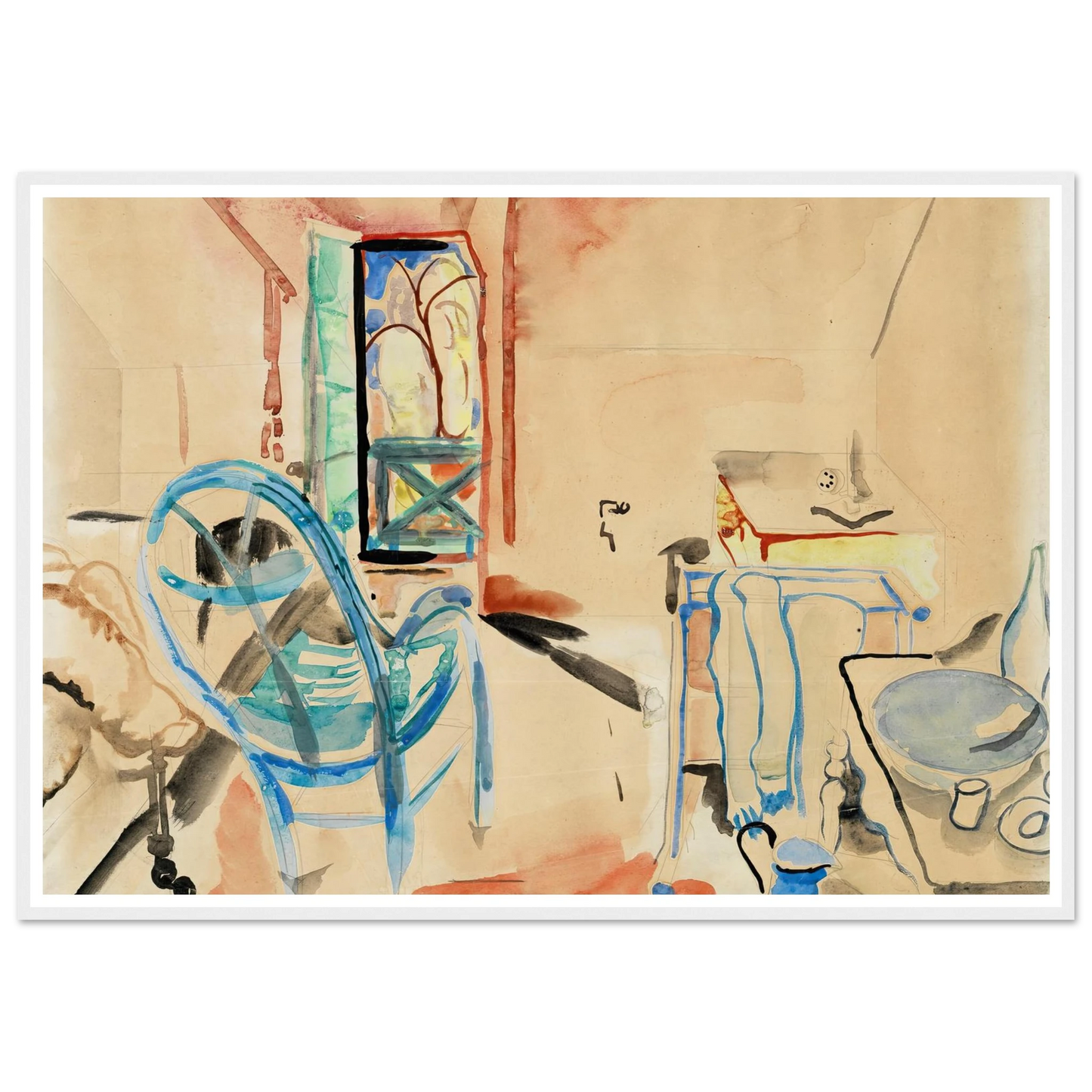 Interior Scene (1927) Art Print | Frances Hodgkins - Framed Poster - 30x40 cm / 12x16″ - Black frame