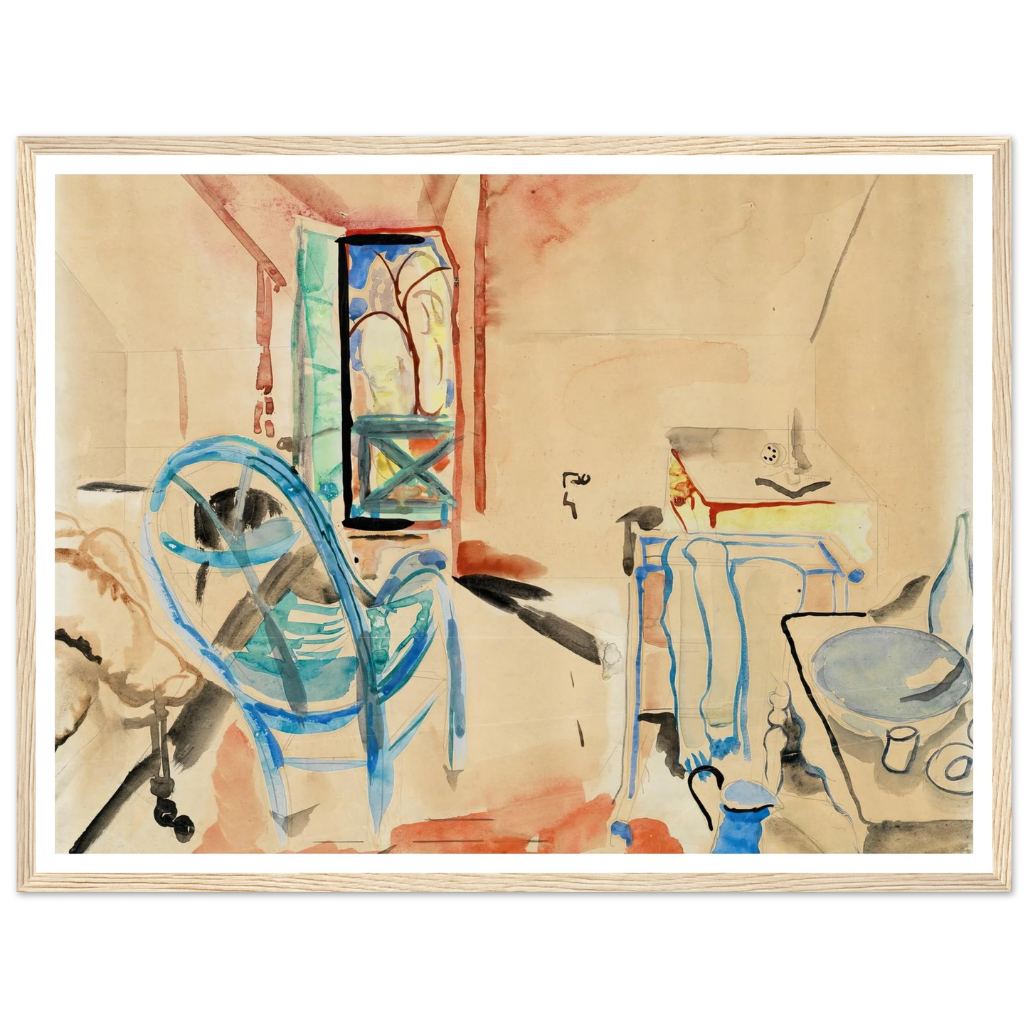 Interior Scene (1927) Art Print | Frances Hodgkins - Framed Poster - 30x40 cm / 12x16″ - Black frame