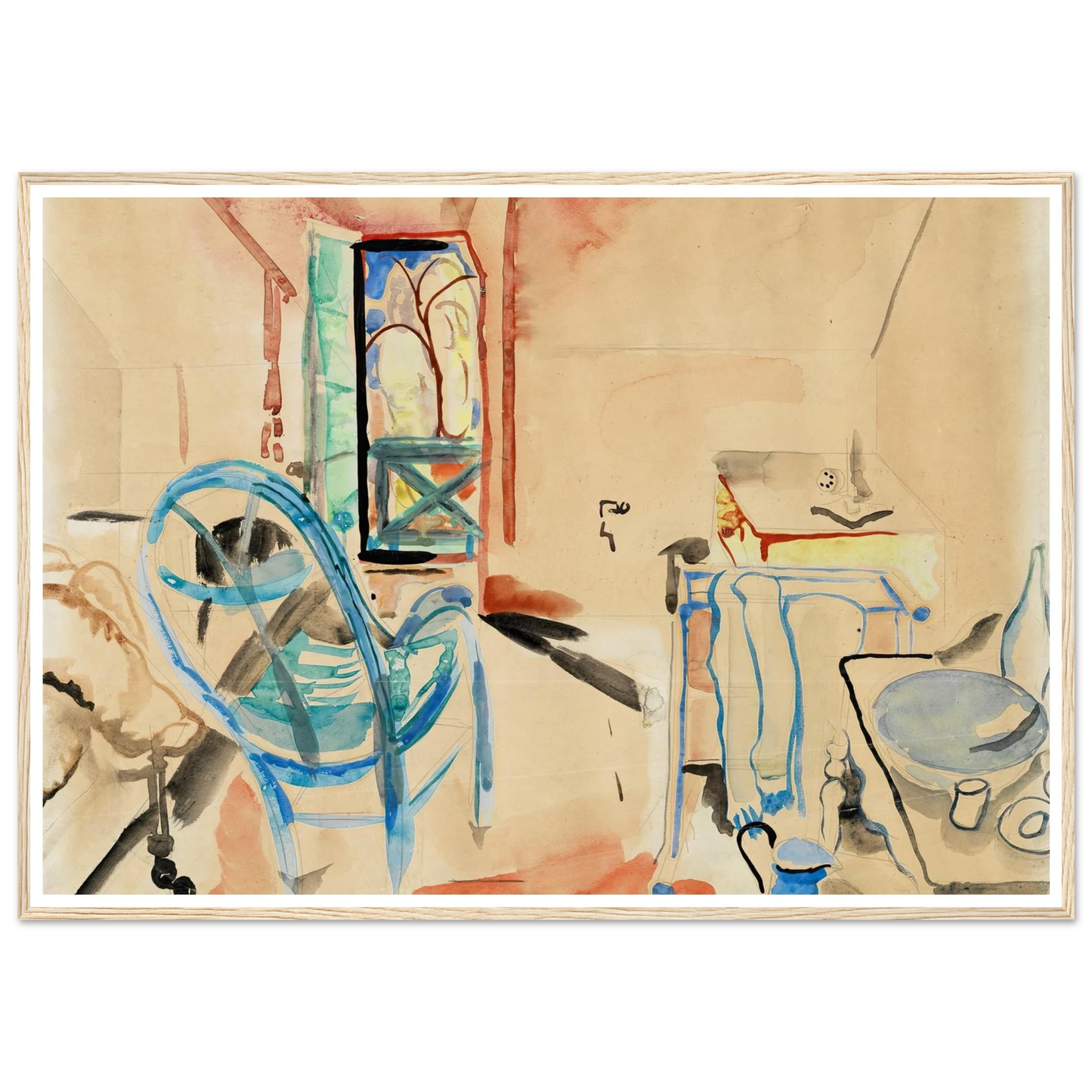 Interior Scene (1927) Art Print | Frances Hodgkins - Framed Poster - 30x40 cm / 12x16″ - Black frame