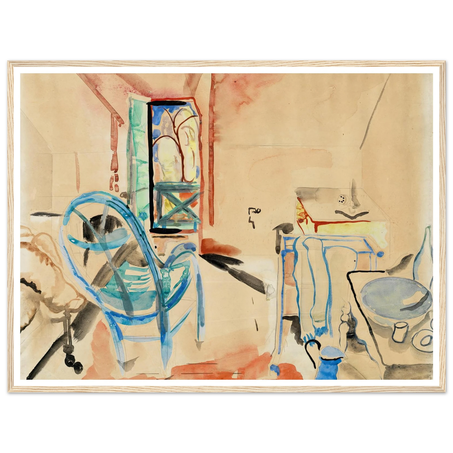 Interior Scene (1927) Art Print | Frances Hodgkins - Framed Poster - 30x40 cm / 12x16″ - Black frame