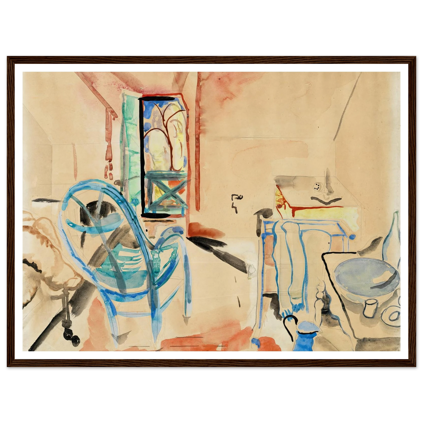Interior Scene (1927) Art Print | Frances Hodgkins - Framed Poster - 30x40 cm / 12x16″ - Black frame
