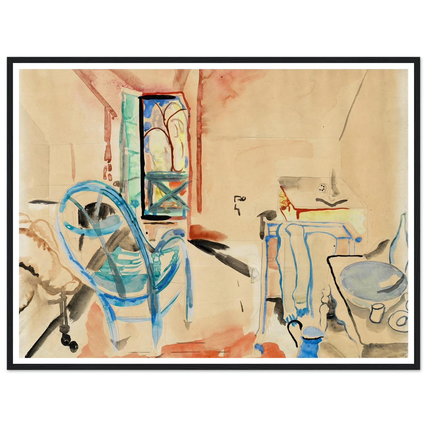 Interior Scene (1927) Art Print | Frances Hodgkins - Framed Poster - 30x40 cm / 12x16″ - Black frame