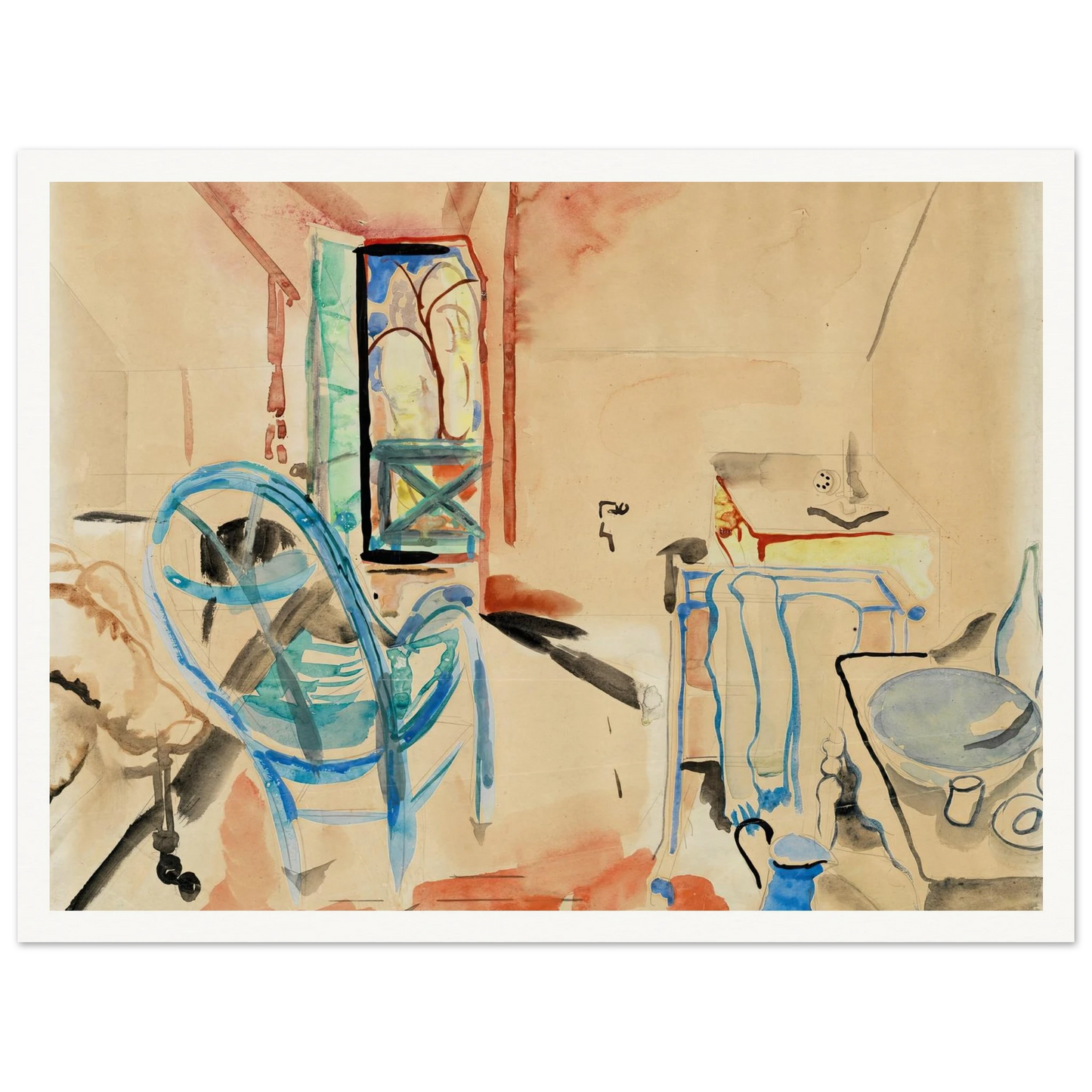 Interior Scene (1927) Art Print | Frances Hodgkins - Framed Poster - 30x40 cm / 12x16″ - Black frame