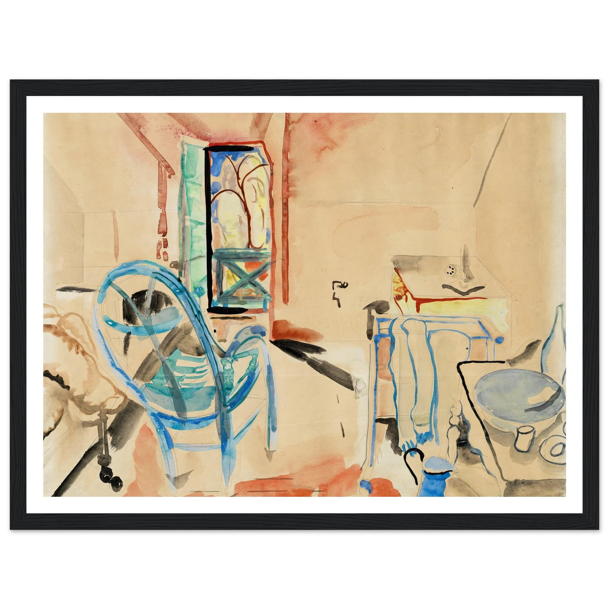Interior Scene (1927) Art Print | Frances Hodgkins - Framed Poster - 30x40 cm / 12x16″ - Black frame