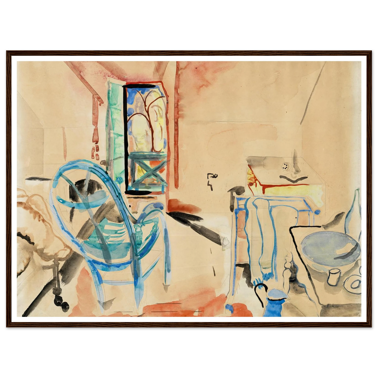 Interior Scene (1927) Art Print | Frances Hodgkins - Framed Poster - 30x40 cm / 12x16″ - Black frame