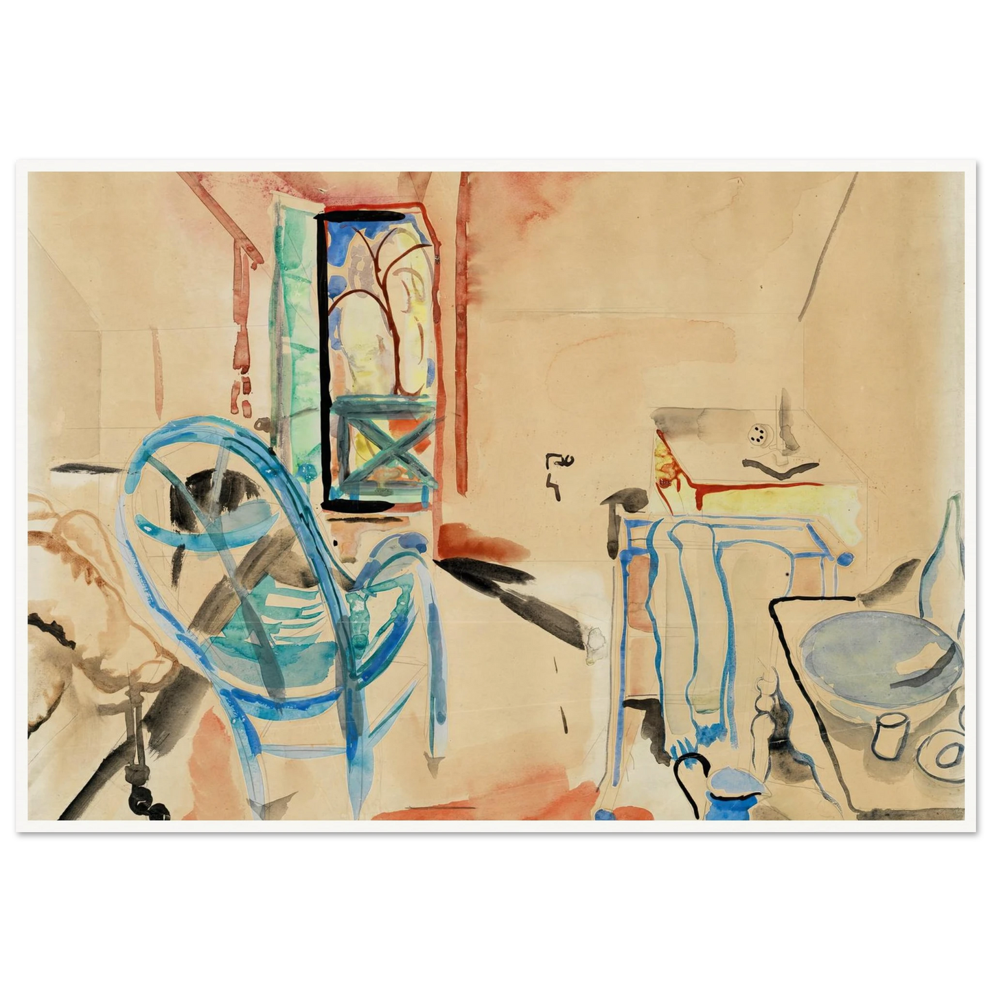 Interior Scene (1927) Art Print | Frances Hodgkins - Framed Poster - 30x40 cm / 12x16″ - Black frame