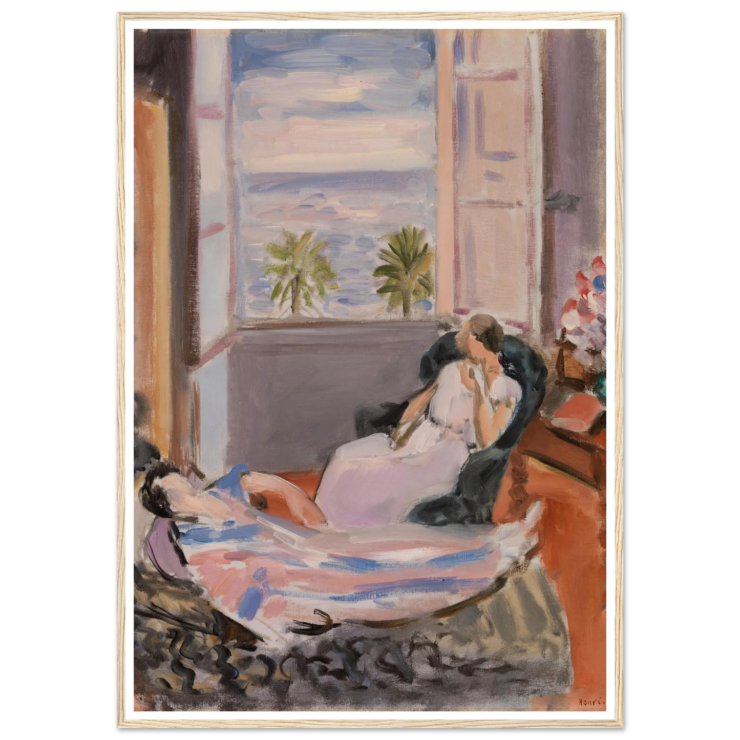 Interior with Two Figures, Open Window (1922) Art Print | Henri Matisse - Framed Poster - 30x40 cm / 12x16″ - Black frame