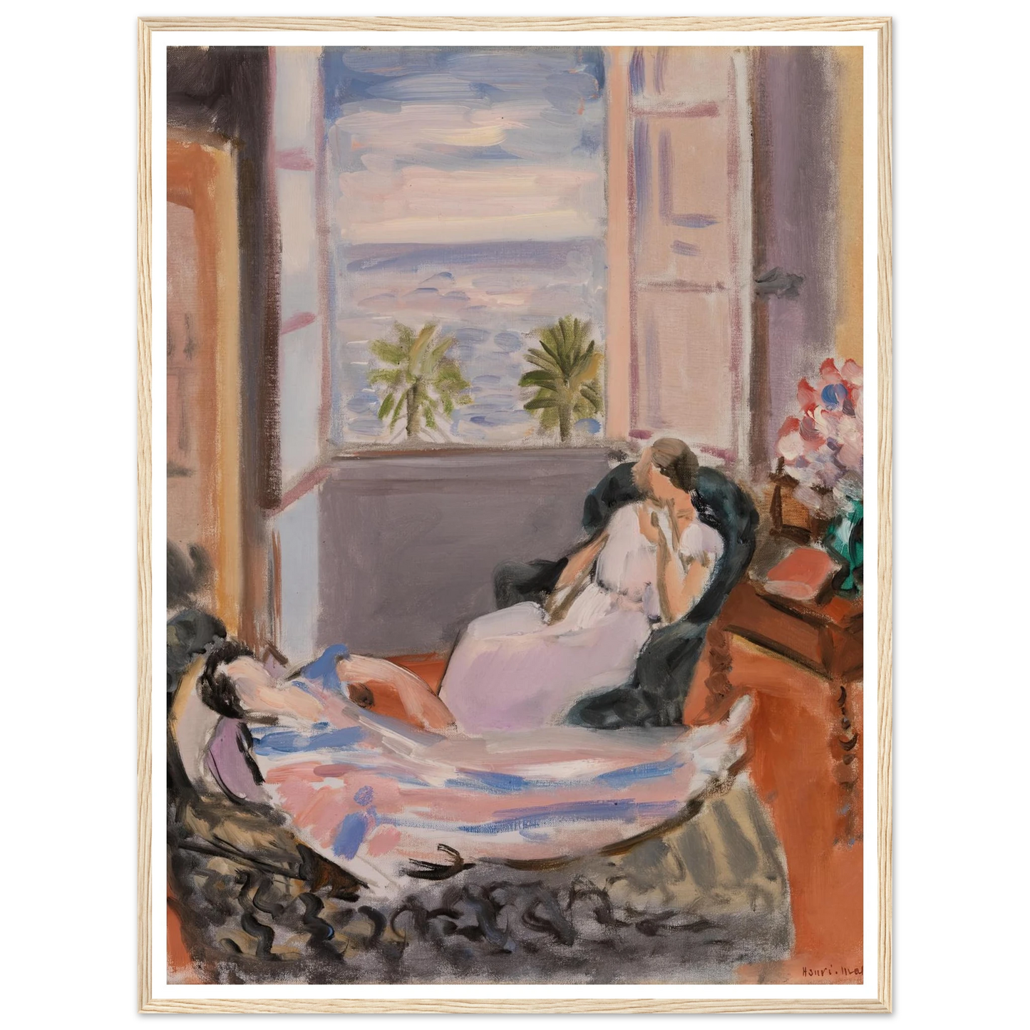 Interior with Two Figures, Open Window (1922) Art Print | Henri Matisse - Framed Poster - 30x40 cm / 12x16″ - Black frame