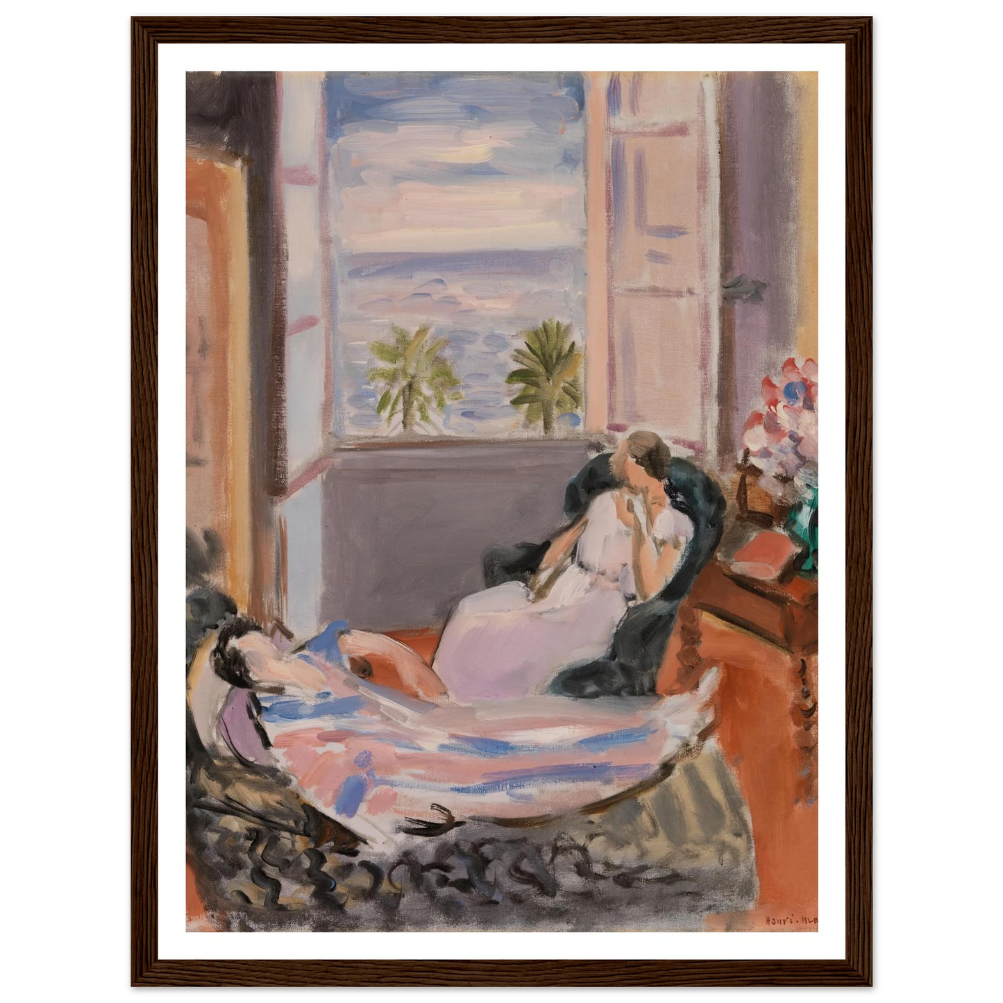 Interior with Two Figures, Open Window (1922) Art Print | Henri Matisse - Framed Poster - 30x40 cm / 12x16″ - Black frame