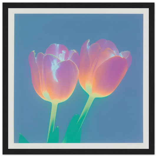 Iridescent Tulips - Framed Poster - 30x30 cm / 12x12″ - Black frame