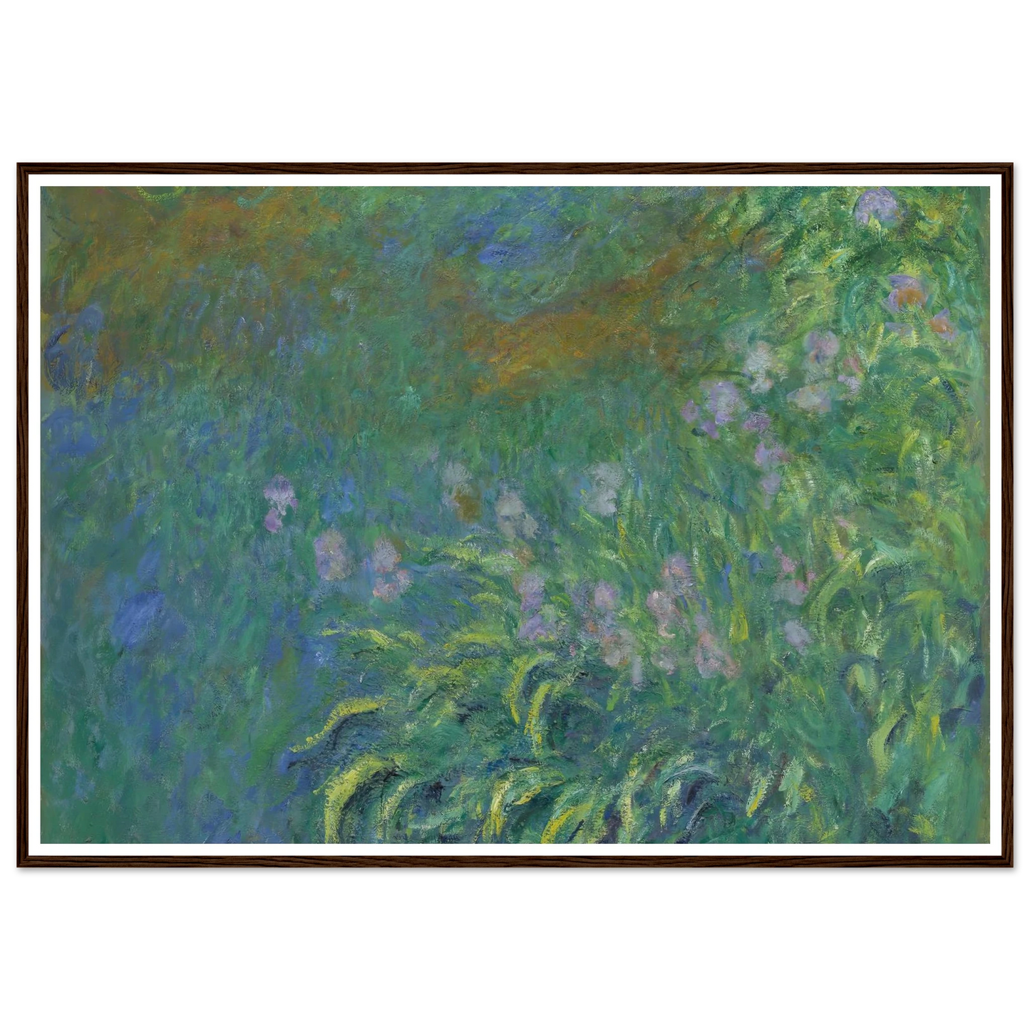 Irises (1914-17) Art Print | Claude Monet - Framed Poster - 30x40 cm / 12x16″ - Black frame