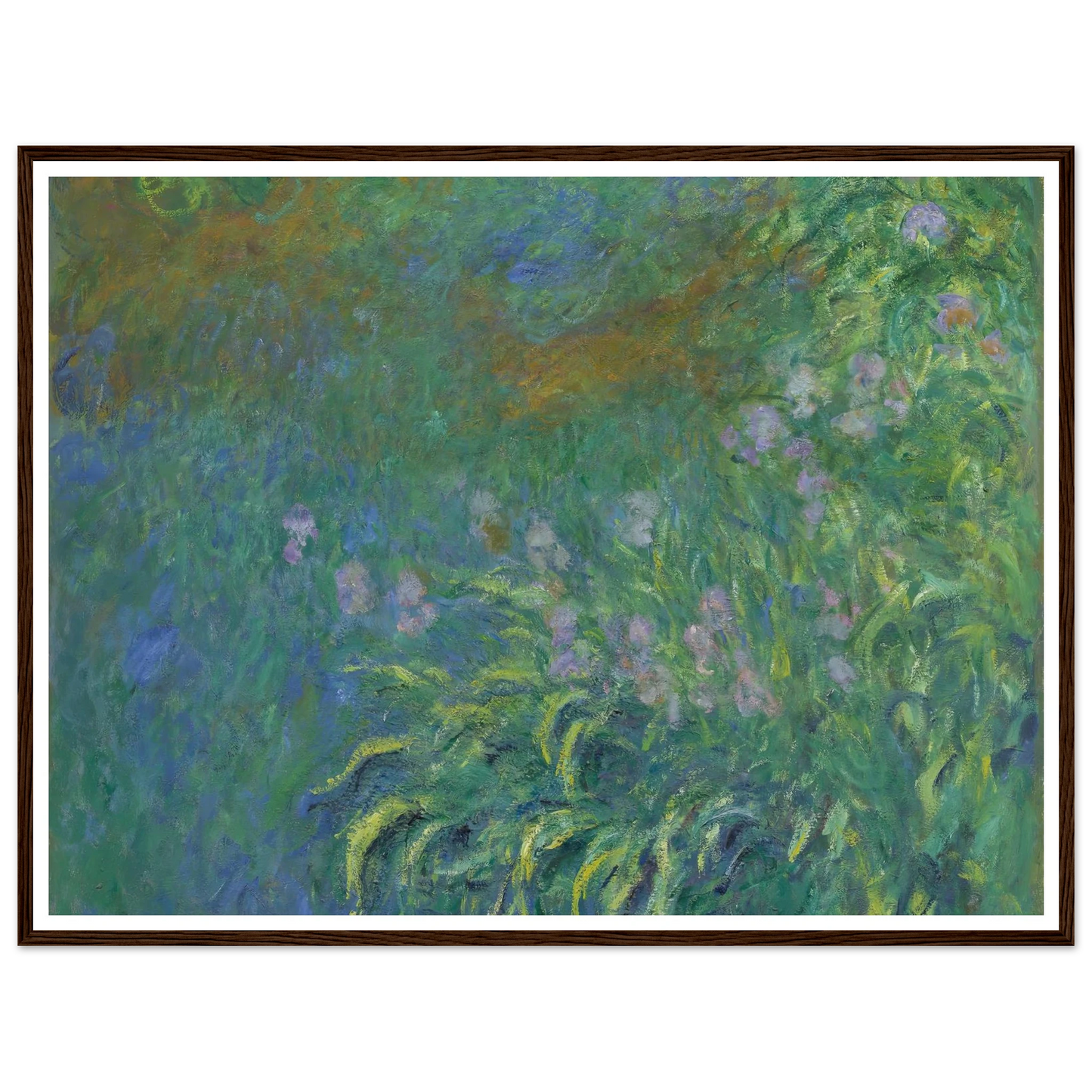 Irises (1914-17) Art Print | Claude Monet - Framed Poster - 30x40 cm / 12x16″ - Black frame