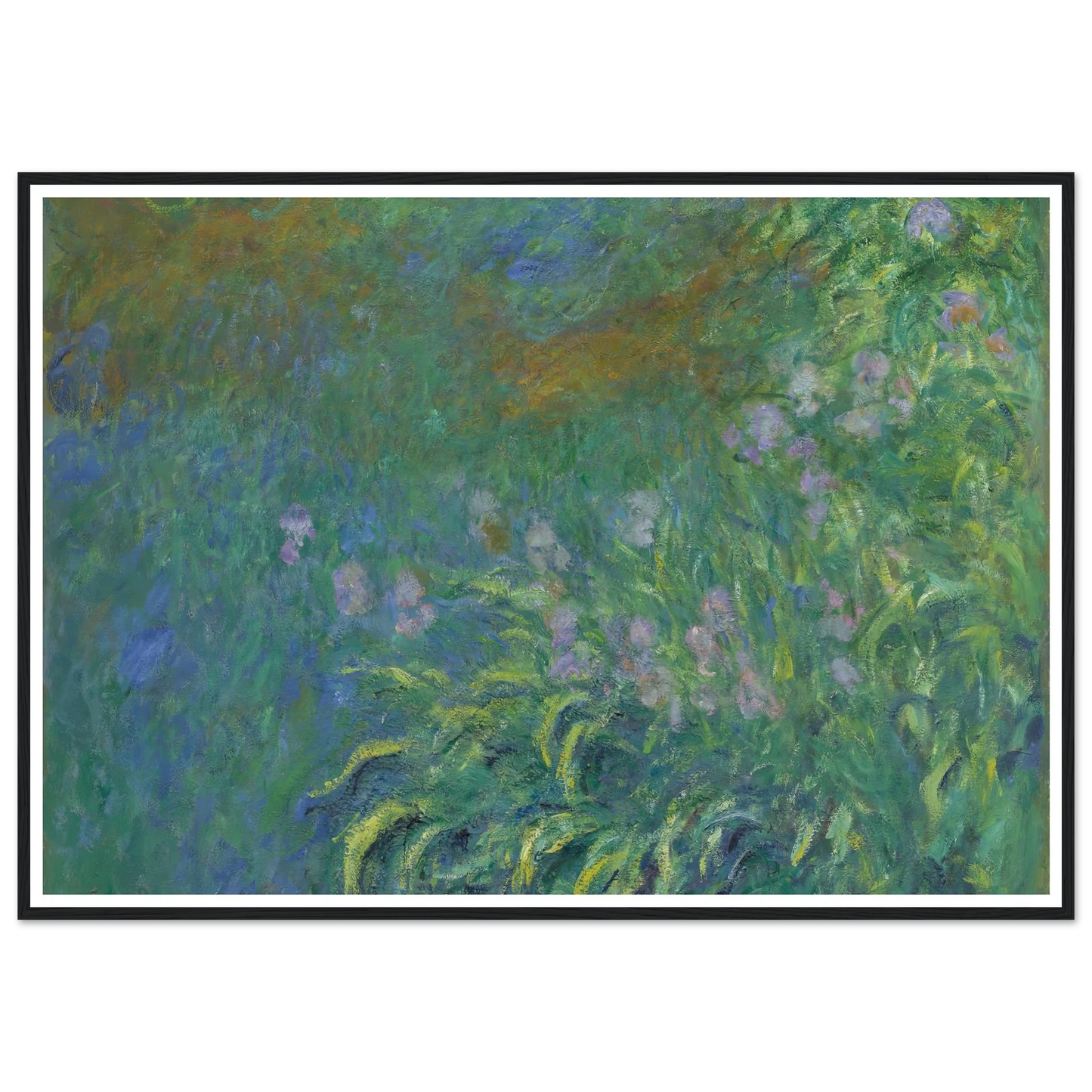 Irises (1914-17) Art Print | Claude Monet - Framed Poster - 30x40 cm / 12x16″ - Black frame