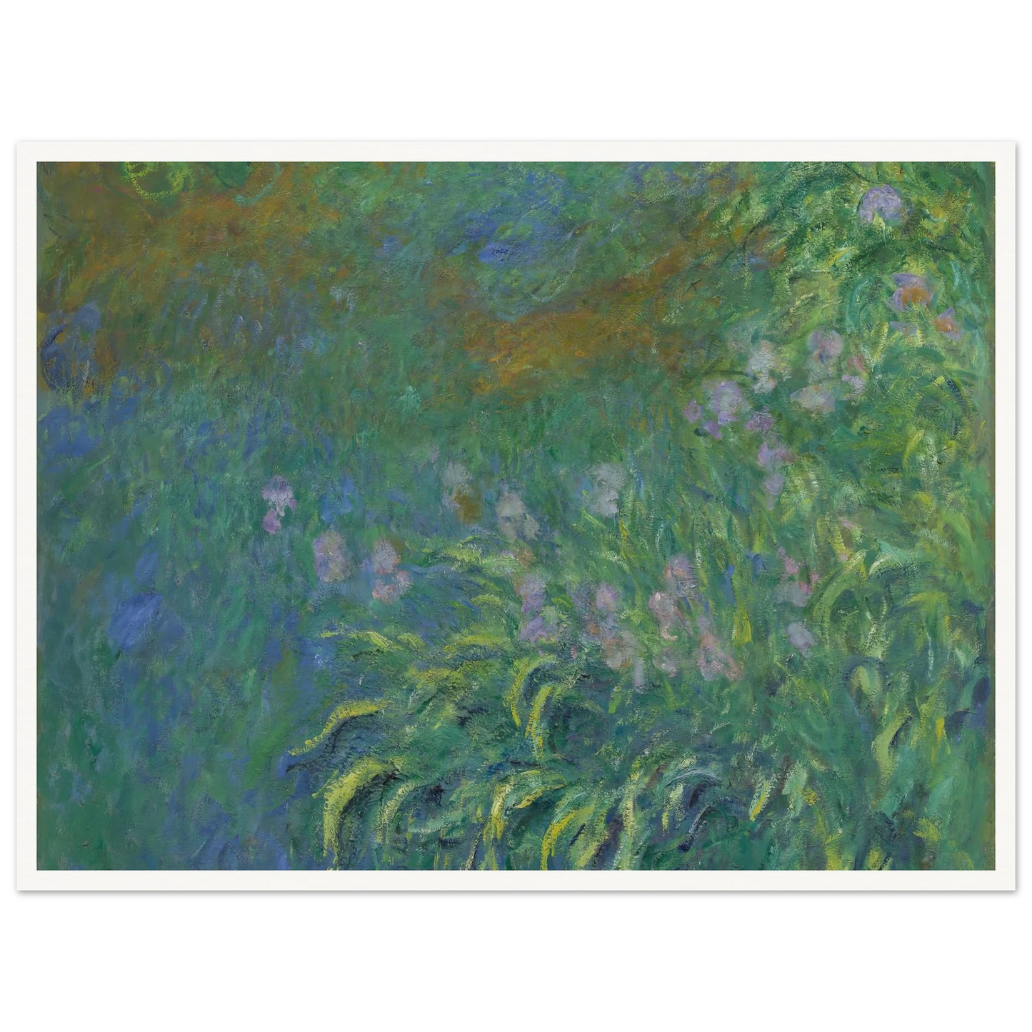 Irises (1914-17) Art Print | Claude Monet - Framed Poster - 30x40 cm / 12x16″ - Black frame