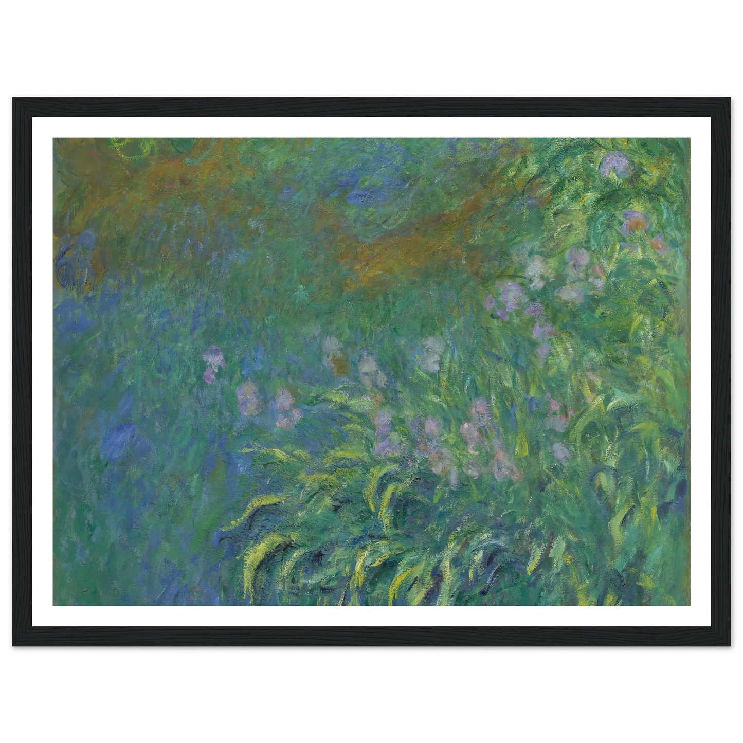 Irises (1914-17) Art Print | Claude Monet - Framed Poster - 30x40 cm / 12x16″ - Black frame