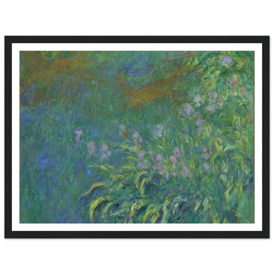 Irises (1914-17) Art Print | Claude Monet - Framed Poster - 30x40 cm / 12x16″ - Black frame