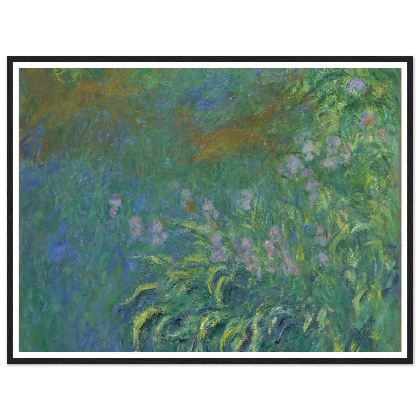 Irises (1914-17) Art Print | Claude Monet - Framed Poster - 30x40 cm / 12x16″ - Black frame