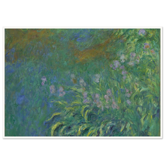 Irises (1914-17) Art Print | Claude Monet - Framed Poster - 30x40 cm / 12x16″ - Black frame
