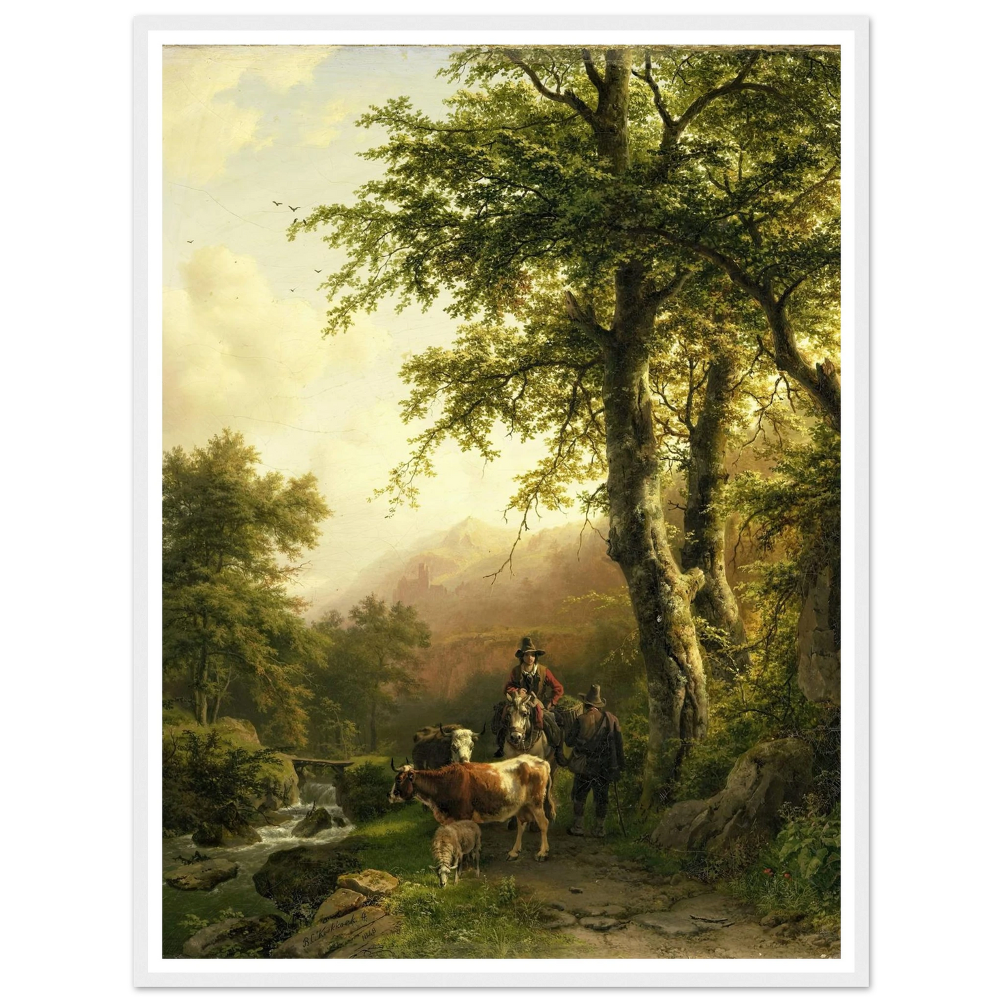 Italian Landscape (1848) Art Print | Barend Cornelis Koekkoek - Framed Poster - 30x40 cm / 12x16″ - Black frame