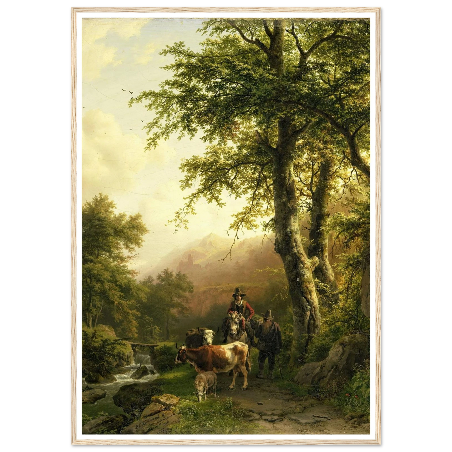 Italian Landscape (1848) Art Print | Barend Cornelis Koekkoek - Framed Poster - 30x40 cm / 12x16″ - Black frame