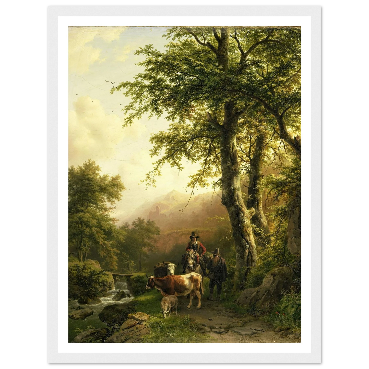 Italian Landscape (1848) Art Print | Barend Cornelis Koekkoek - Framed Poster - 30x40 cm / 12x16″ - Black frame