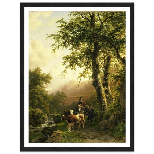Italian Landscape (1848) Art Print | Barend Cornelis Koekkoek - Framed Poster - 30x40 cm / 12x16″ - Black frame