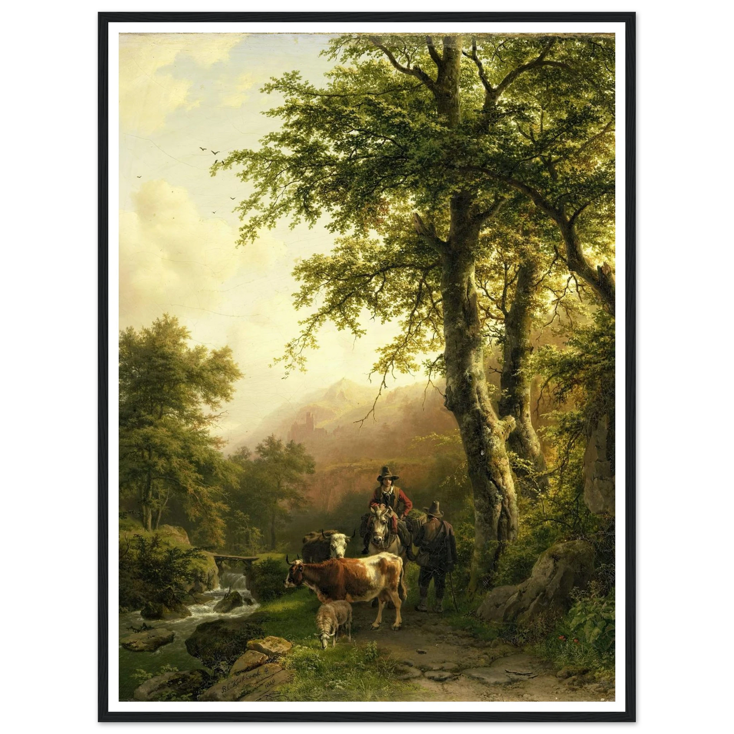 Italian Landscape (1848) Art Print | Barend Cornelis Koekkoek - Framed Poster - 30x40 cm / 12x16″ - Black frame