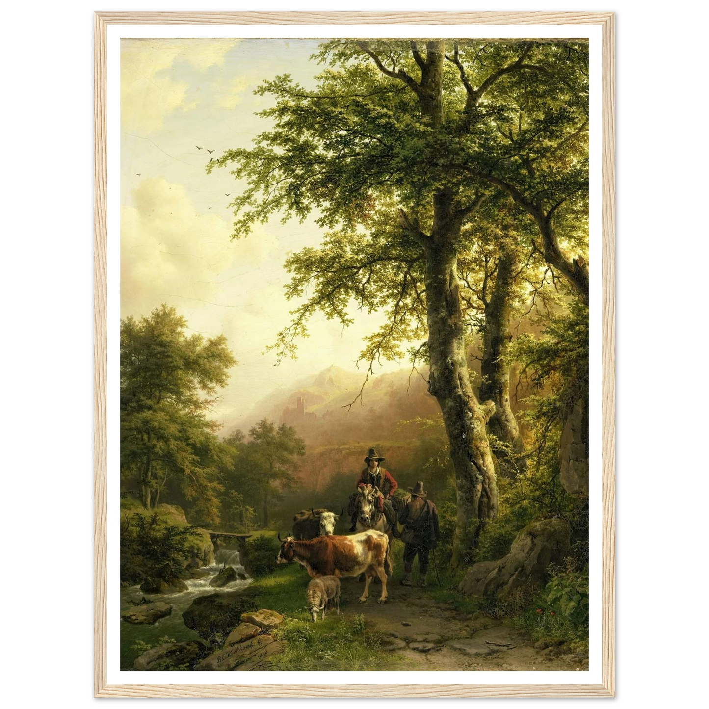 Italian Landscape (1848) Art Print | Barend Cornelis Koekkoek - Framed Poster - 30x40 cm / 12x16″ - Black frame