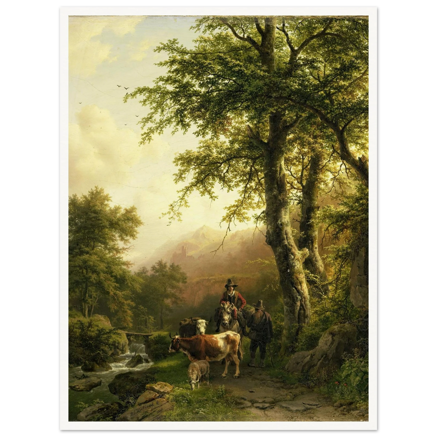 Italian Landscape (1848) Art Print | Barend Cornelis Koekkoek - Framed Poster - 30x40 cm / 12x16″ - Black frame