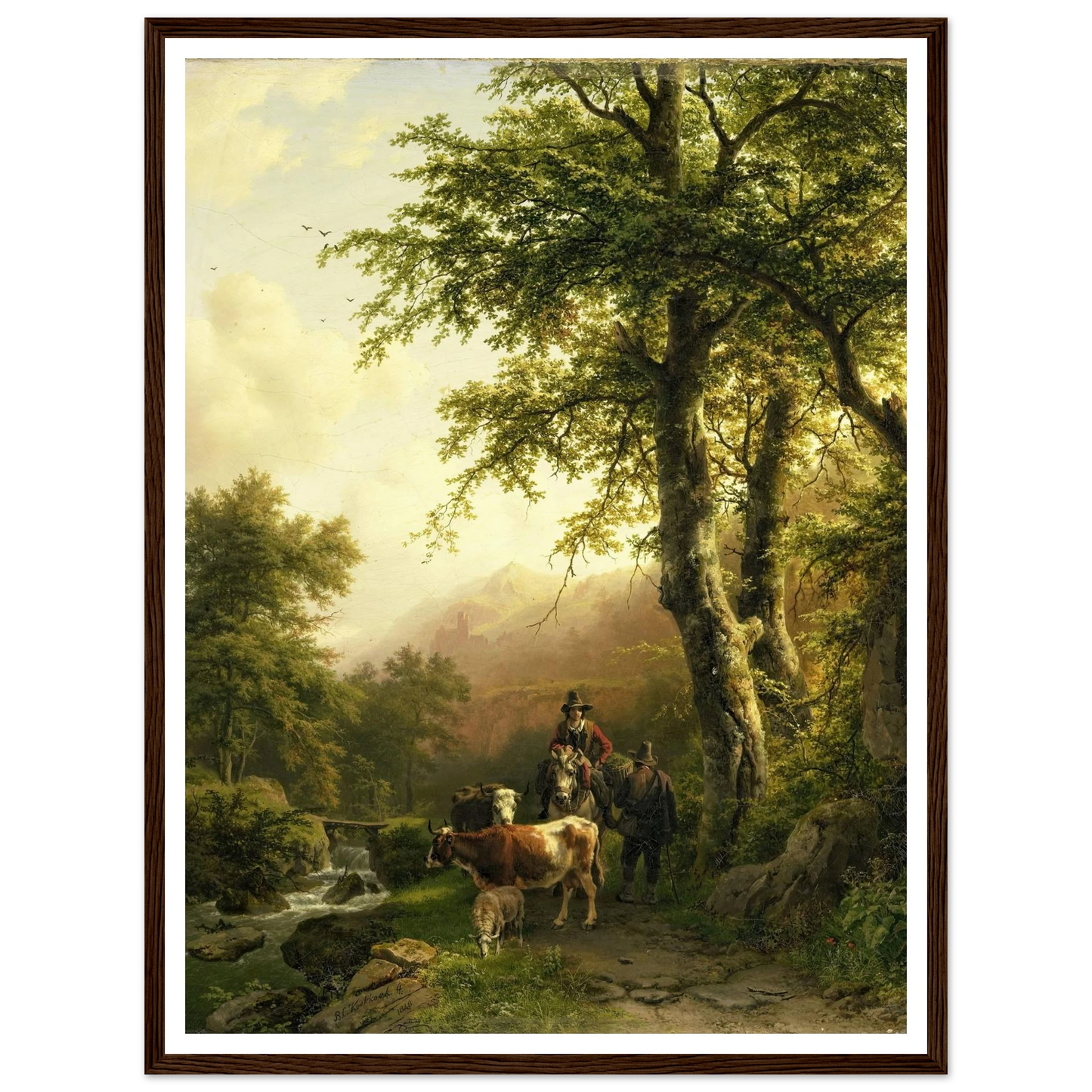 Italian Landscape (1848) Art Print | Barend Cornelis Koekkoek - Framed Poster - 30x40 cm / 12x16″ - Black frame