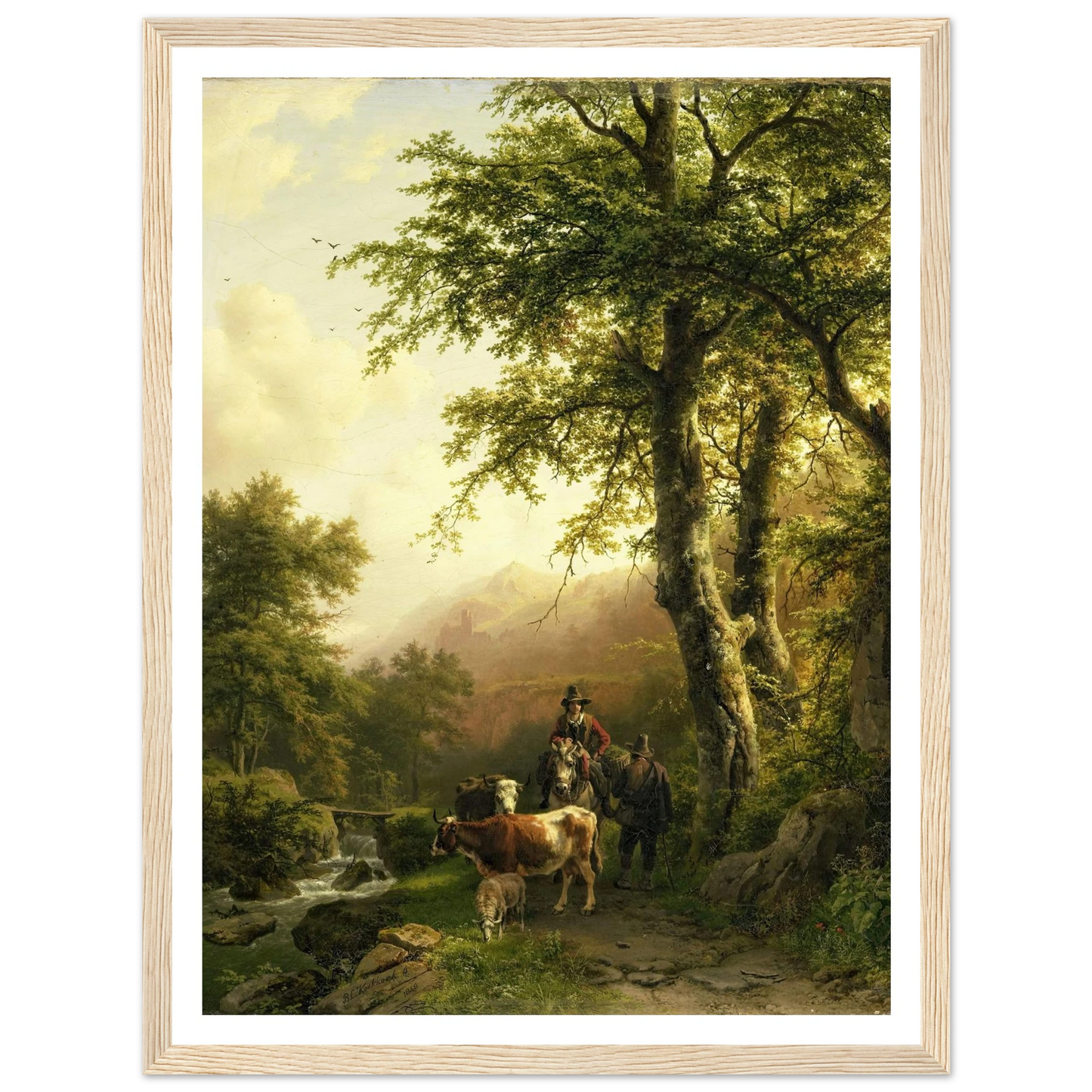 Italian Landscape (1848) Art Print | Barend Cornelis Koekkoek - Framed Poster - 30x40 cm / 12x16″ - Black frame