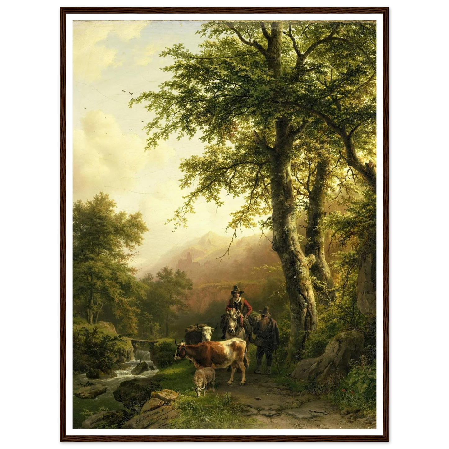 Italian Landscape (1848) Art Print | Barend Cornelis Koekkoek - Framed Poster - 30x40 cm / 12x16″ - Black frame