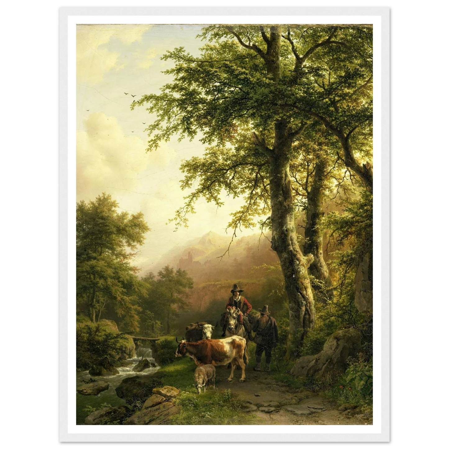 Italian Landscape (1848) Art Print | Barend Cornelis Koekkoek - Framed Poster - 30x40 cm / 12x16″ - Black frame