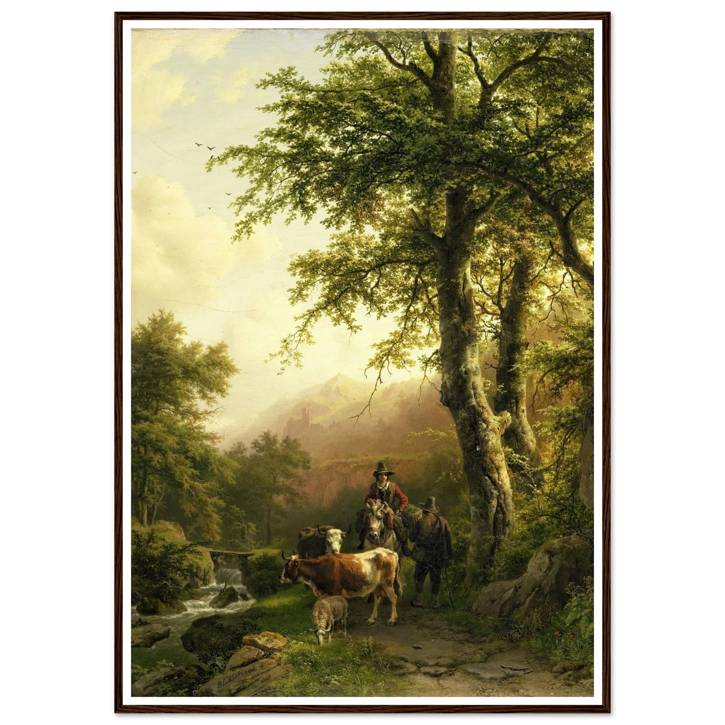 Italian Landscape (1848) Art Print | Barend Cornelis Koekkoek - Framed Poster - 30x40 cm / 12x16″ - Black frame