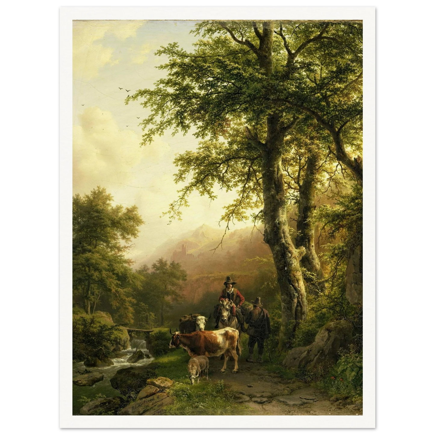 Italian Landscape (1848) Art Print | Barend Cornelis Koekkoek - Framed Poster - 30x40 cm / 12x16″ - Black frame