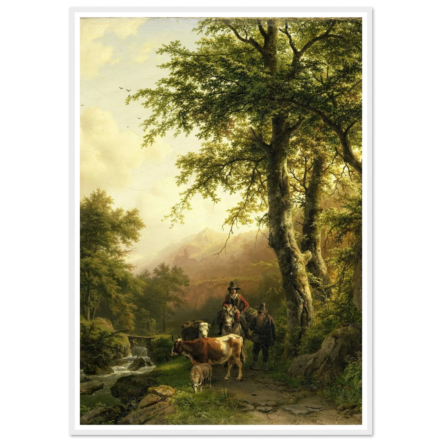 Italian Landscape (1848) Art Print | Barend Cornelis Koekkoek - Framed Poster - 30x40 cm / 12x16″ - Black frame