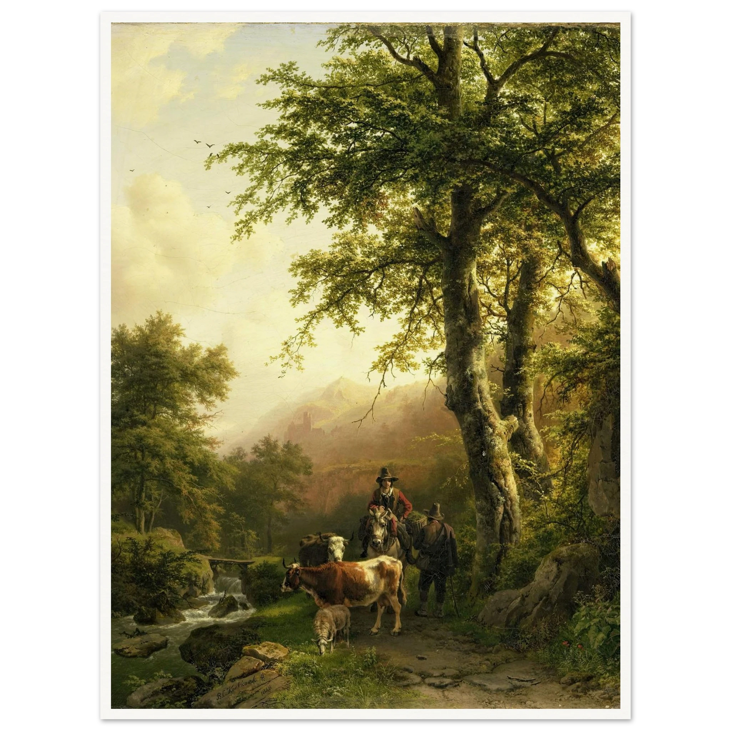 Italian Landscape (1848) Art Print | Barend Cornelis Koekkoek - Framed Poster - 30x40 cm / 12x16″ - Black frame