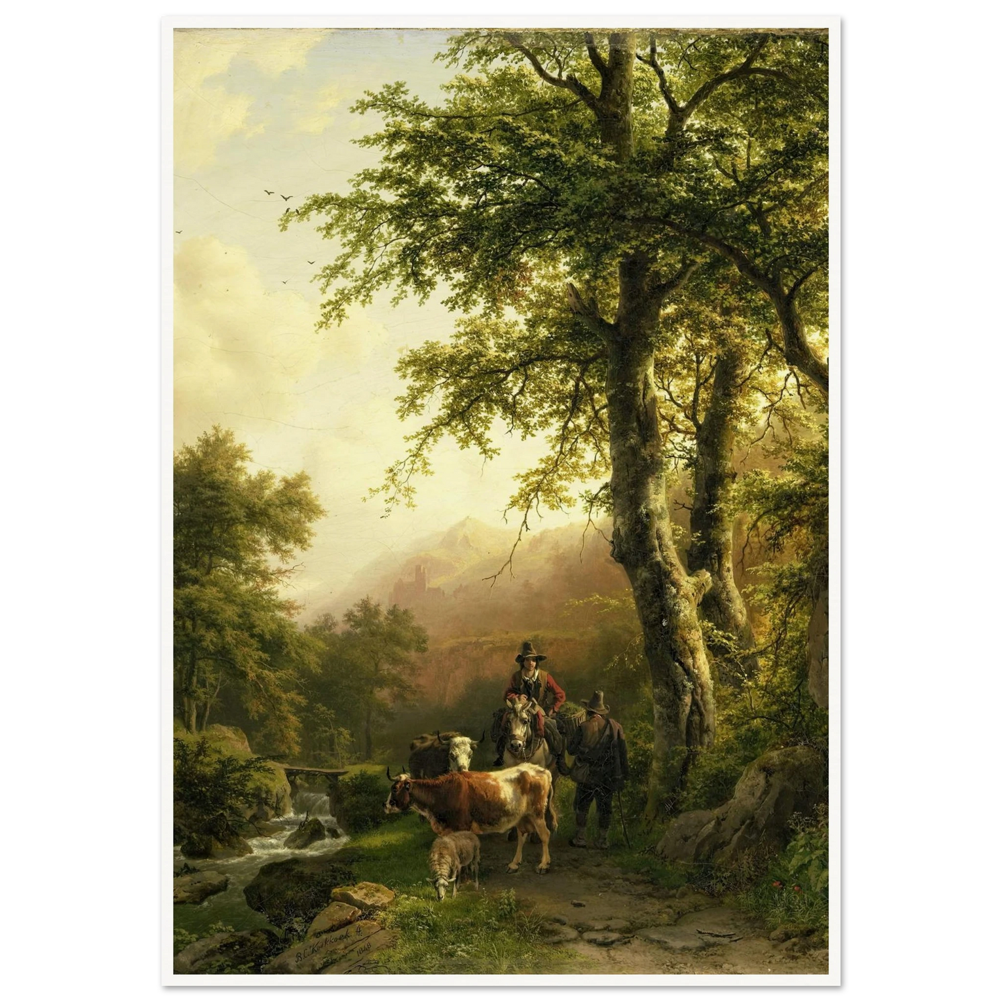 Italian Landscape (1848) Art Print | Barend Cornelis Koekkoek - Framed Poster - 30x40 cm / 12x16″ - Black frame