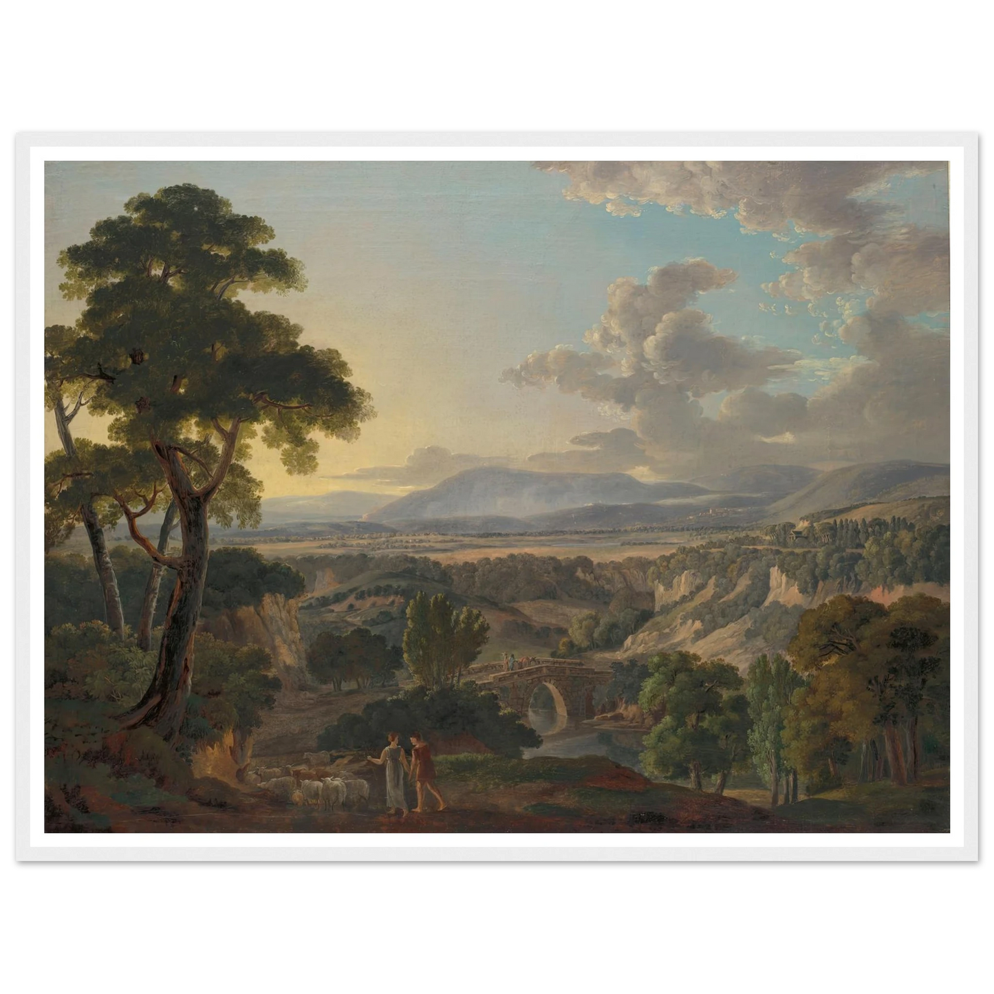 Italian Landscape with Shepherds Art Print | Peter Birmann - Framed Poster - 30x40 cm / 12x16″ - Black frame