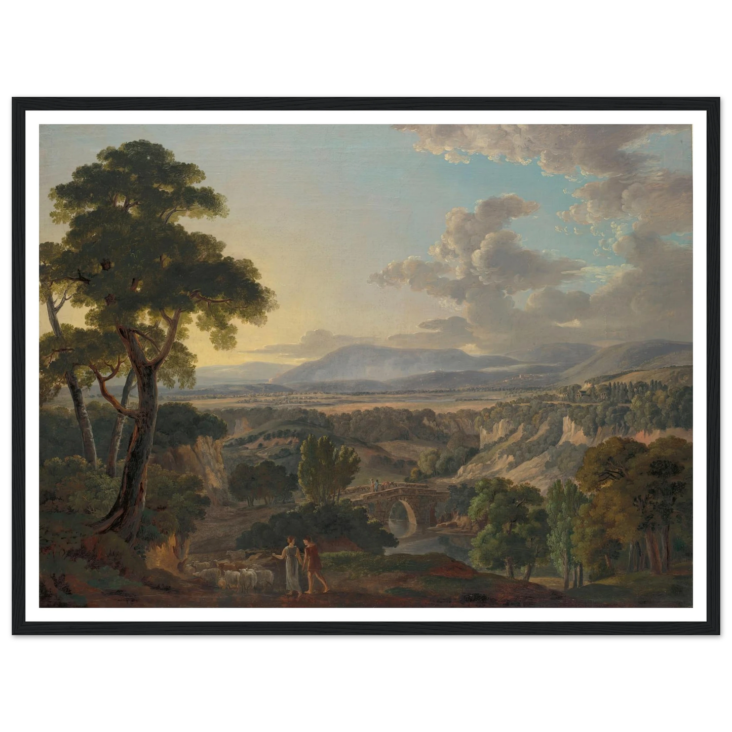 Italian Landscape with Shepherds Art Print | Peter Birmann - Framed Poster - 30x40 cm / 12x16″ - Black frame