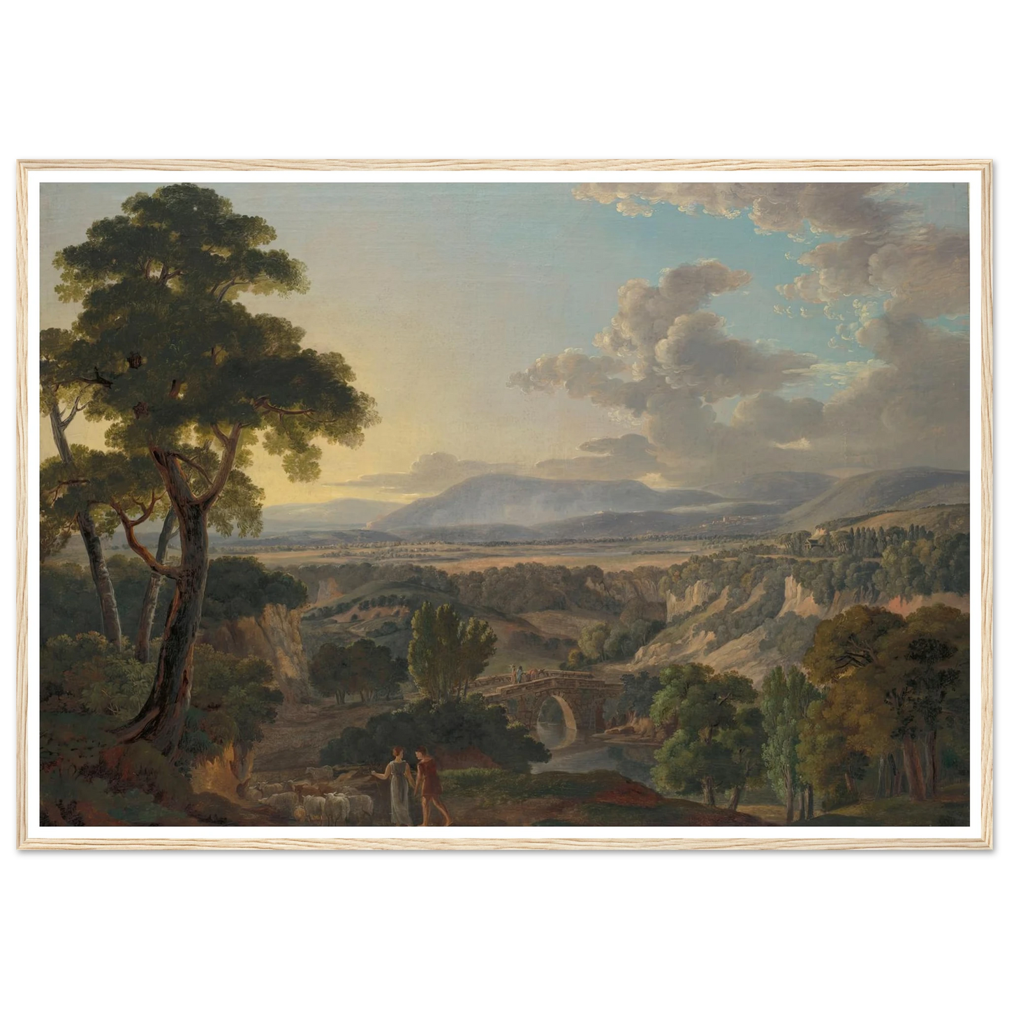 Italian Landscape with Shepherds Art Print | Peter Birmann - Framed Poster - 30x40 cm / 12x16″ - Black frame